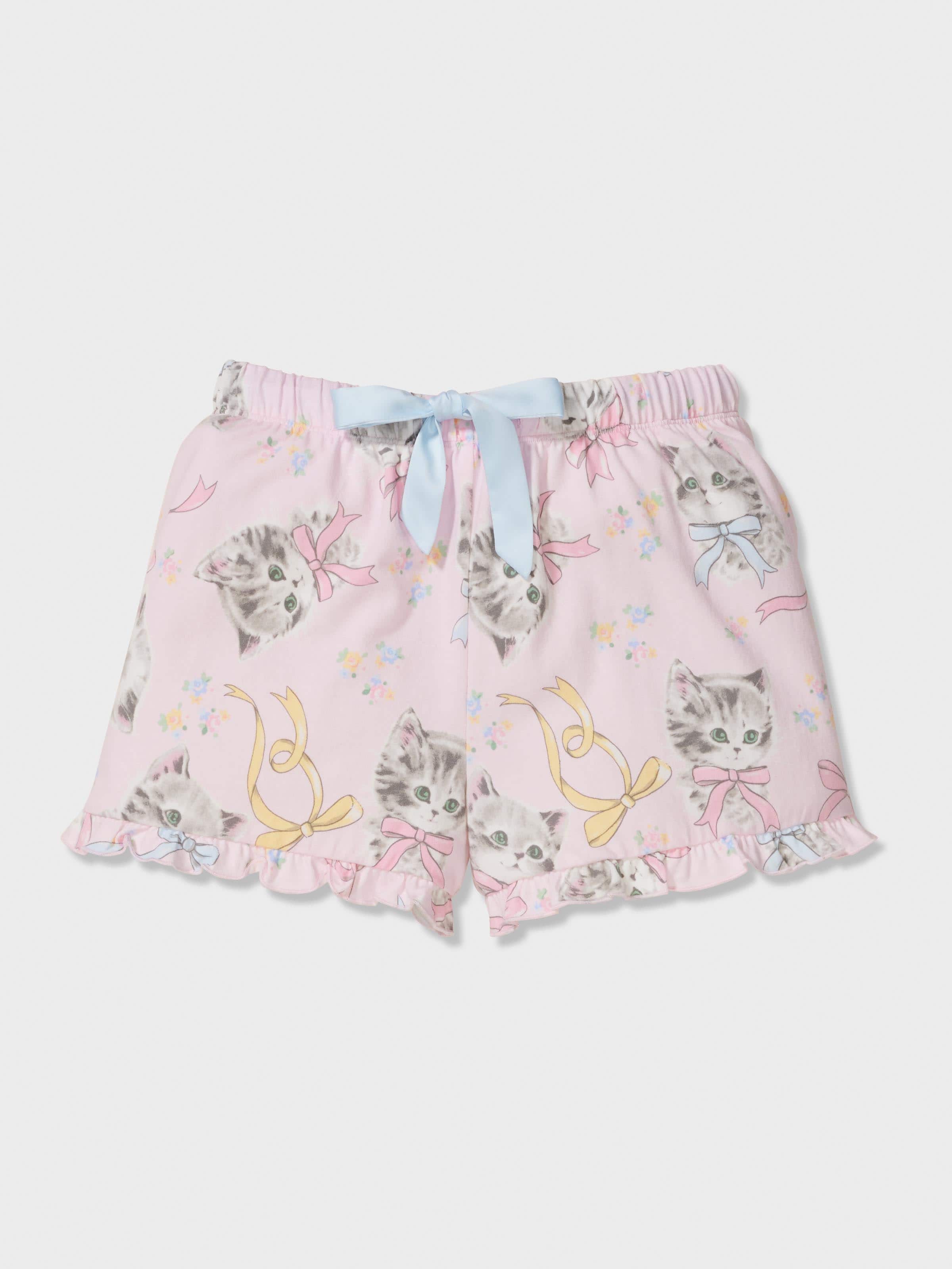 Girls Cat Print Pj Set