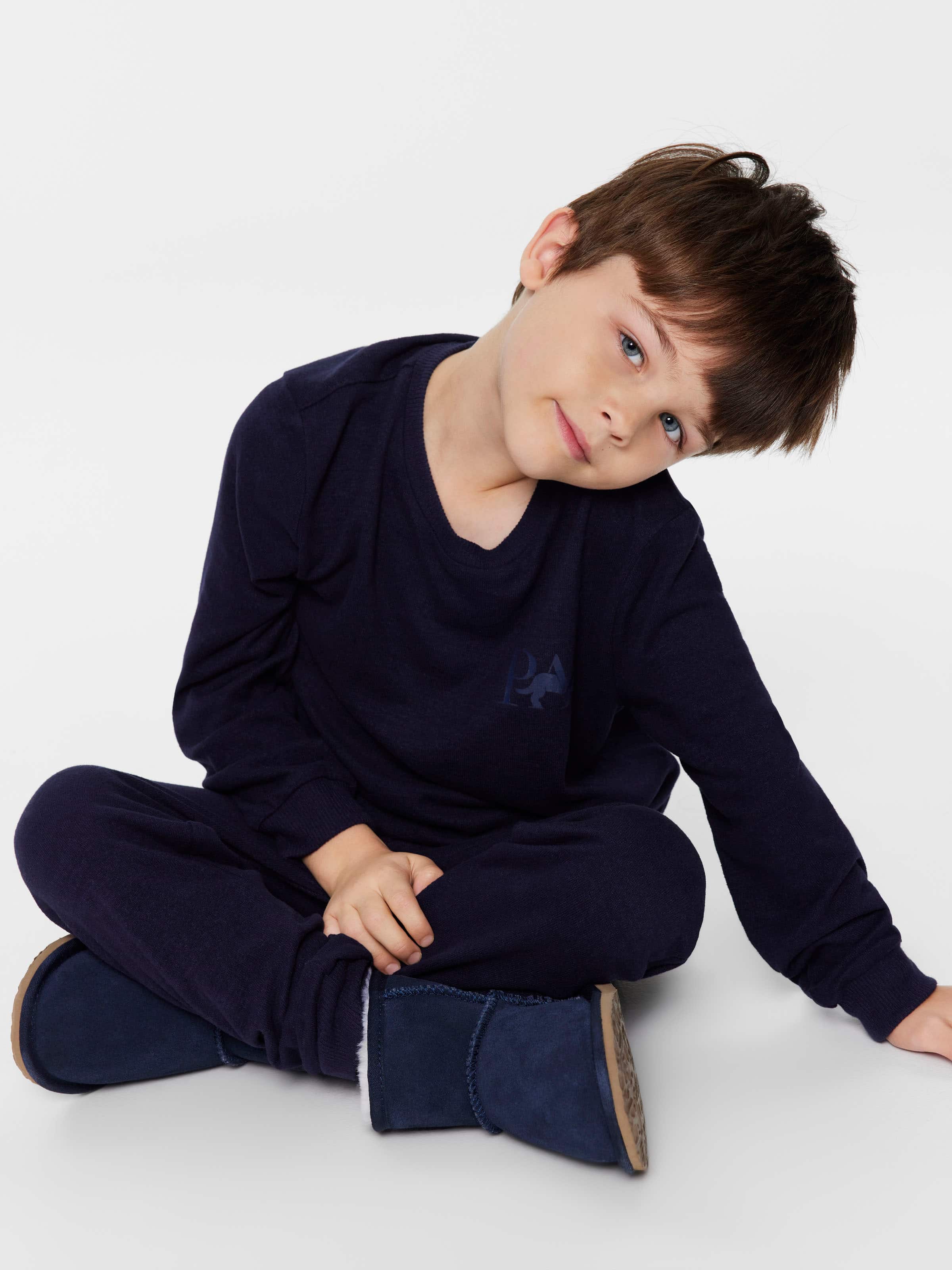 Jnr Boys Fuzzy Navy Pj Set