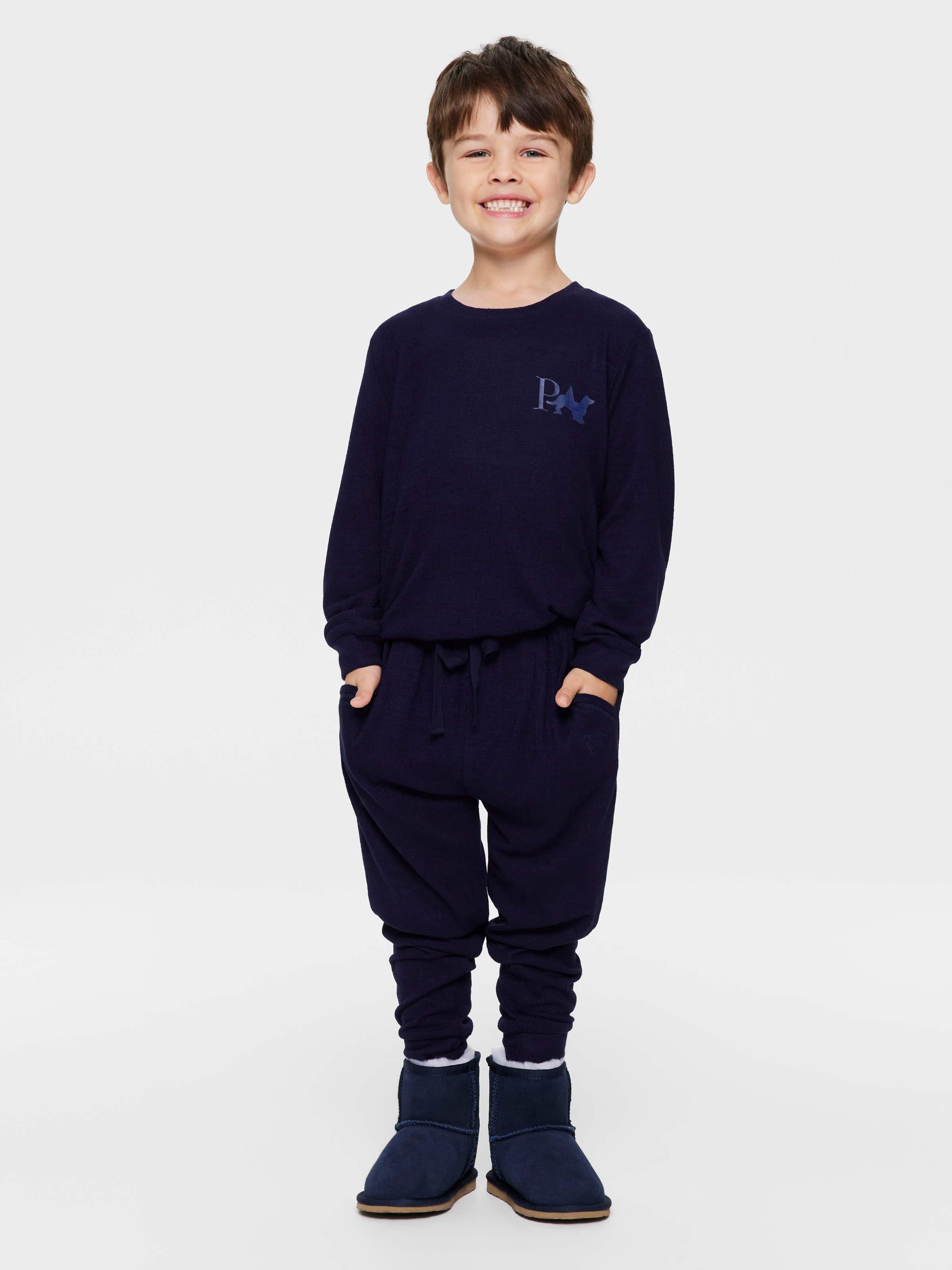Jnr Boys Fuzzy Navy Pj Set
