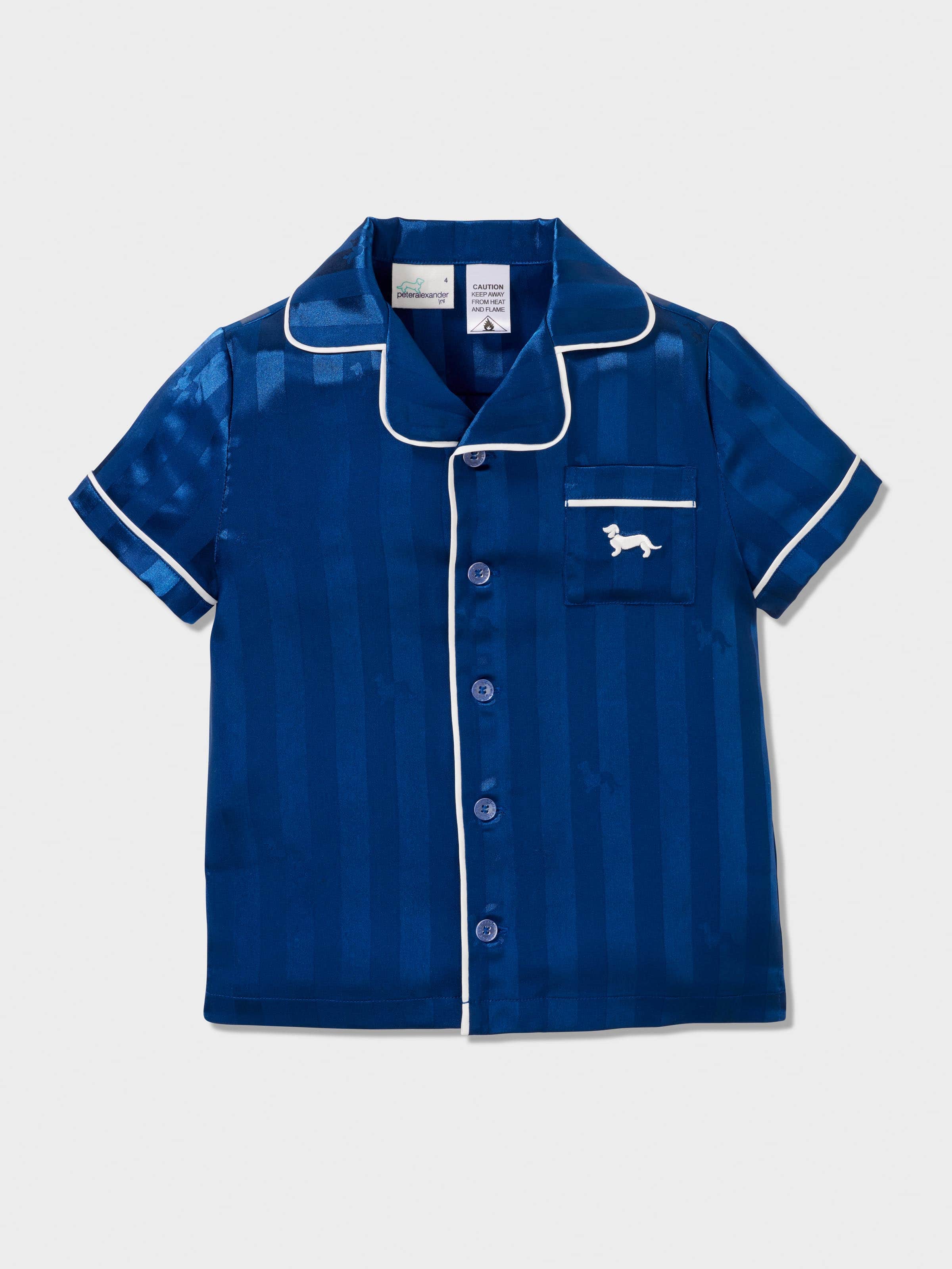 Image for Kids Navy Penny Stripe Satin Pj Set from Peter Alexander