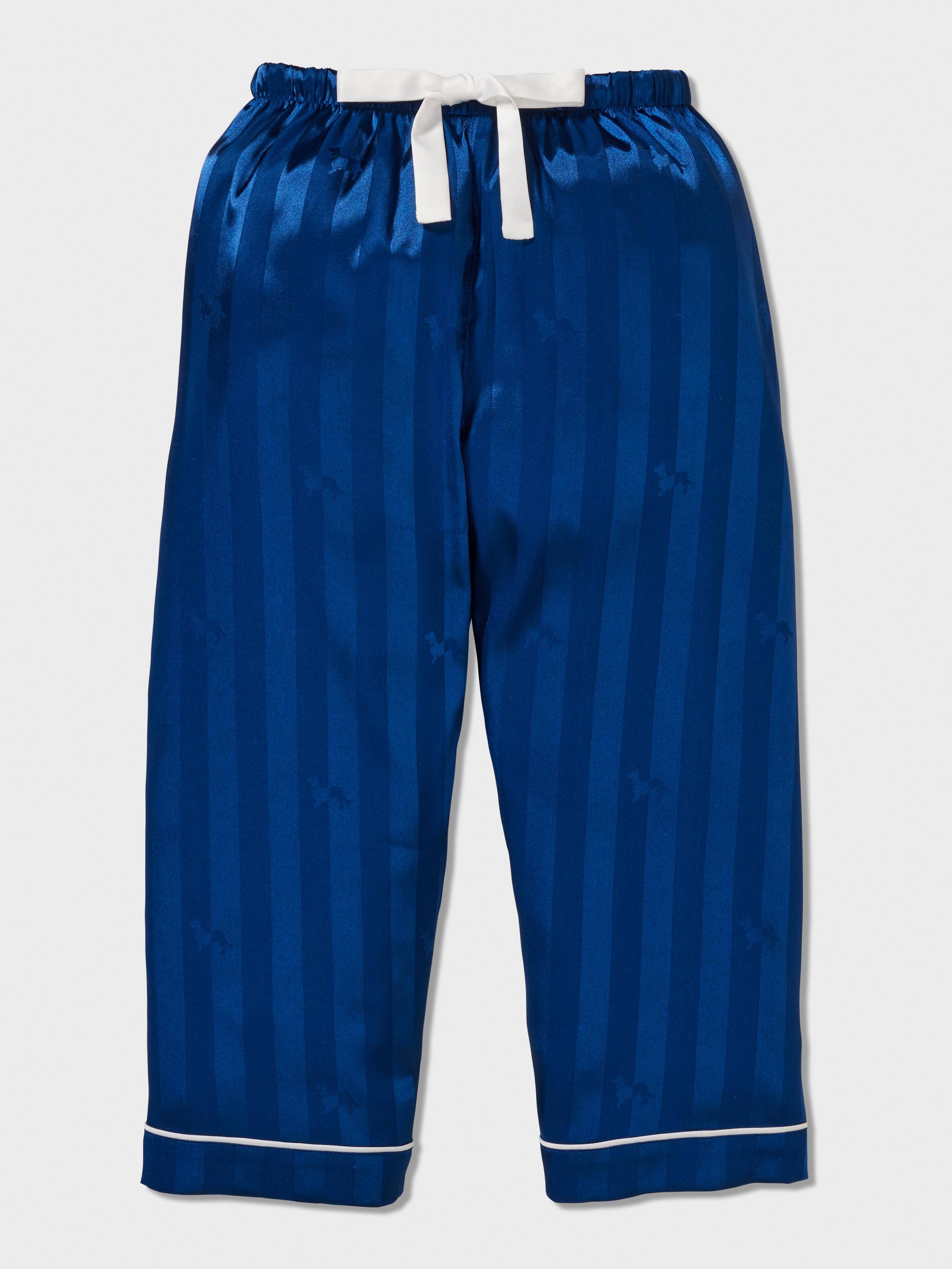 Jnr Kids Long Navy Stripe Satin Pj Set