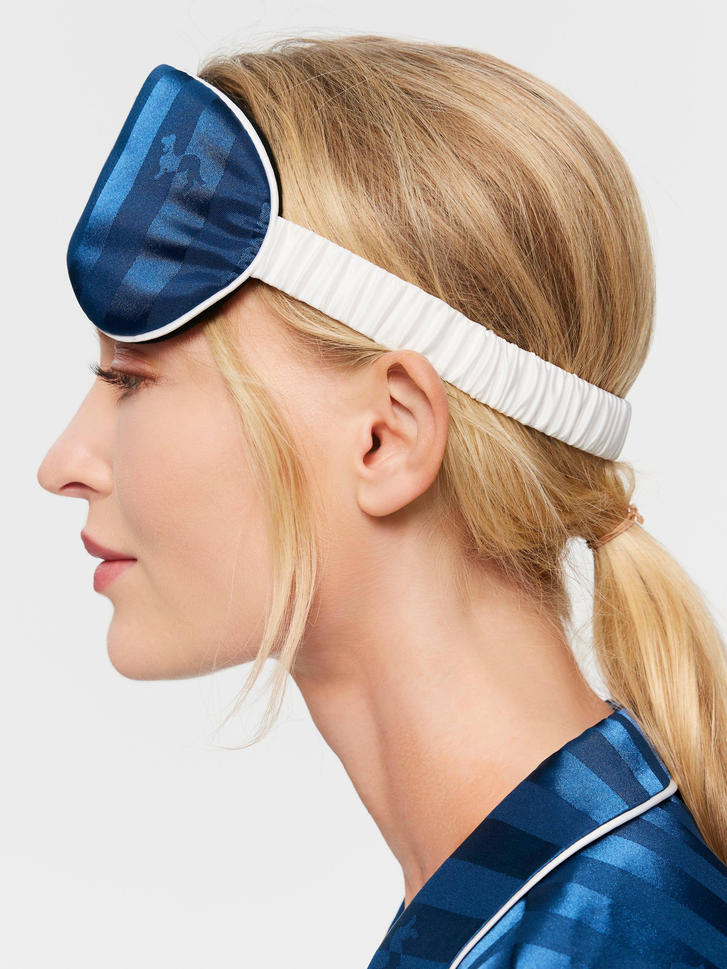 Navy Satin Stripe Eye Mask