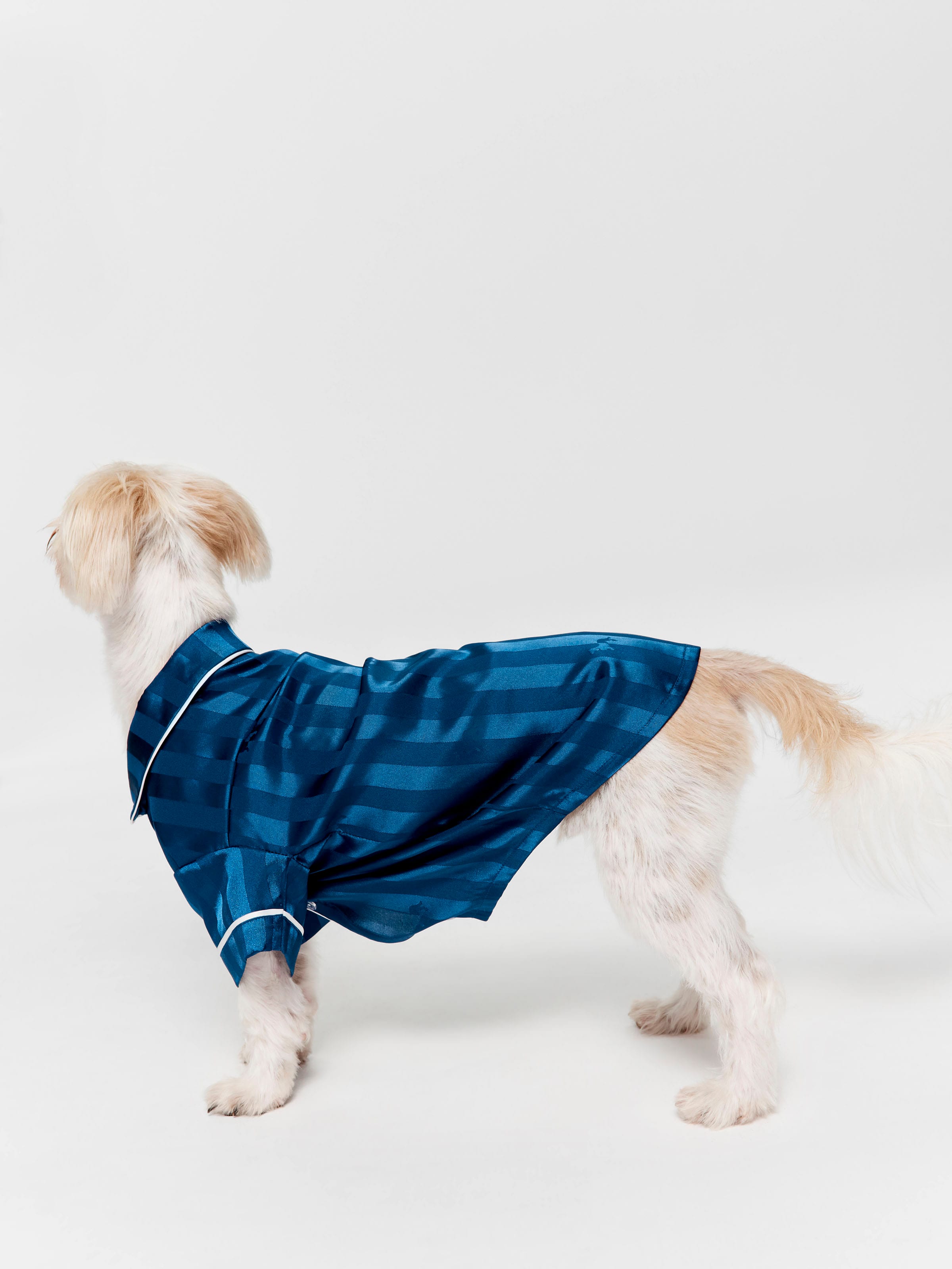 Navy Stripe Satin Doggy Shirt