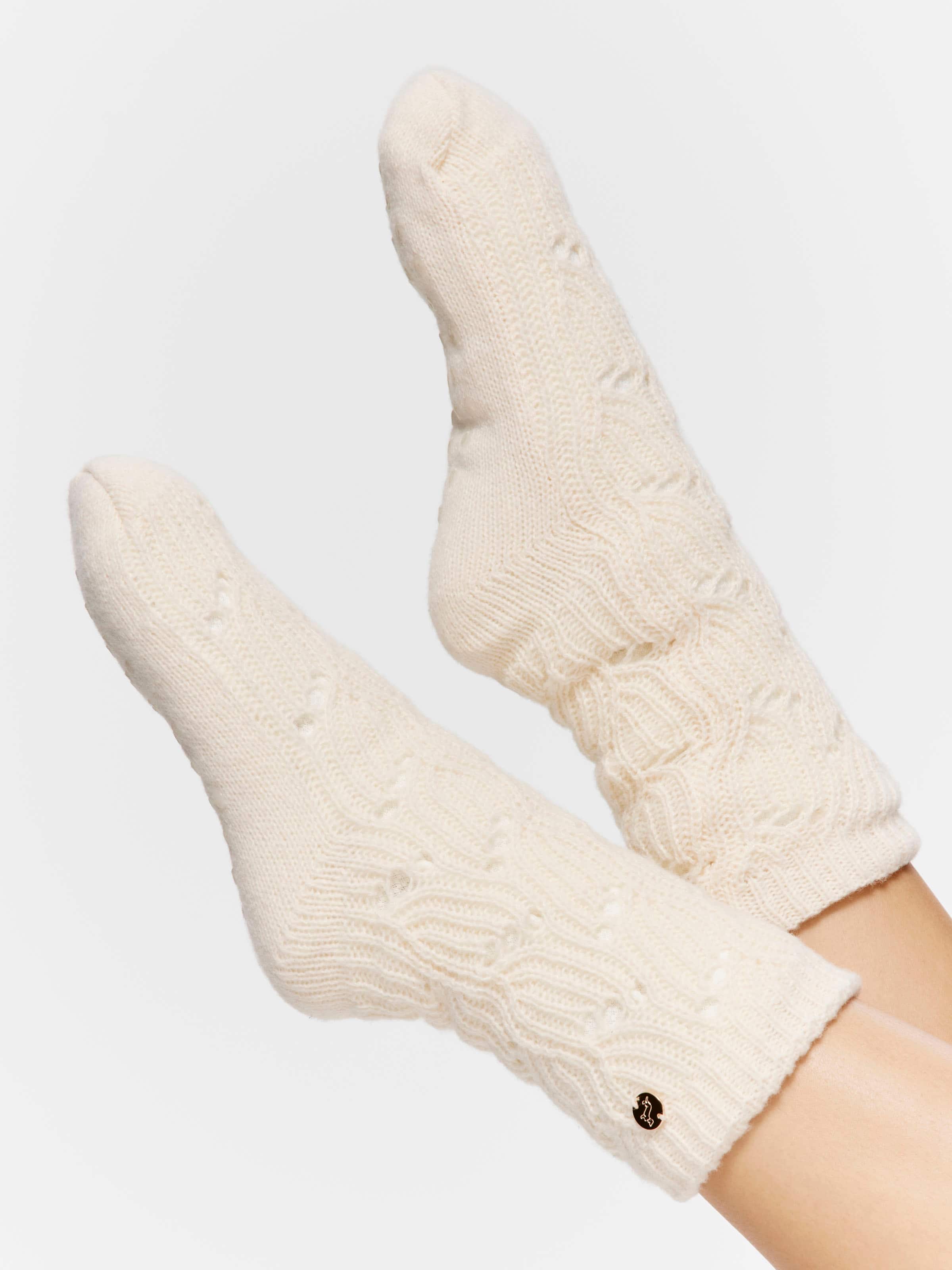 Cream Chunky Cable Knit Sock