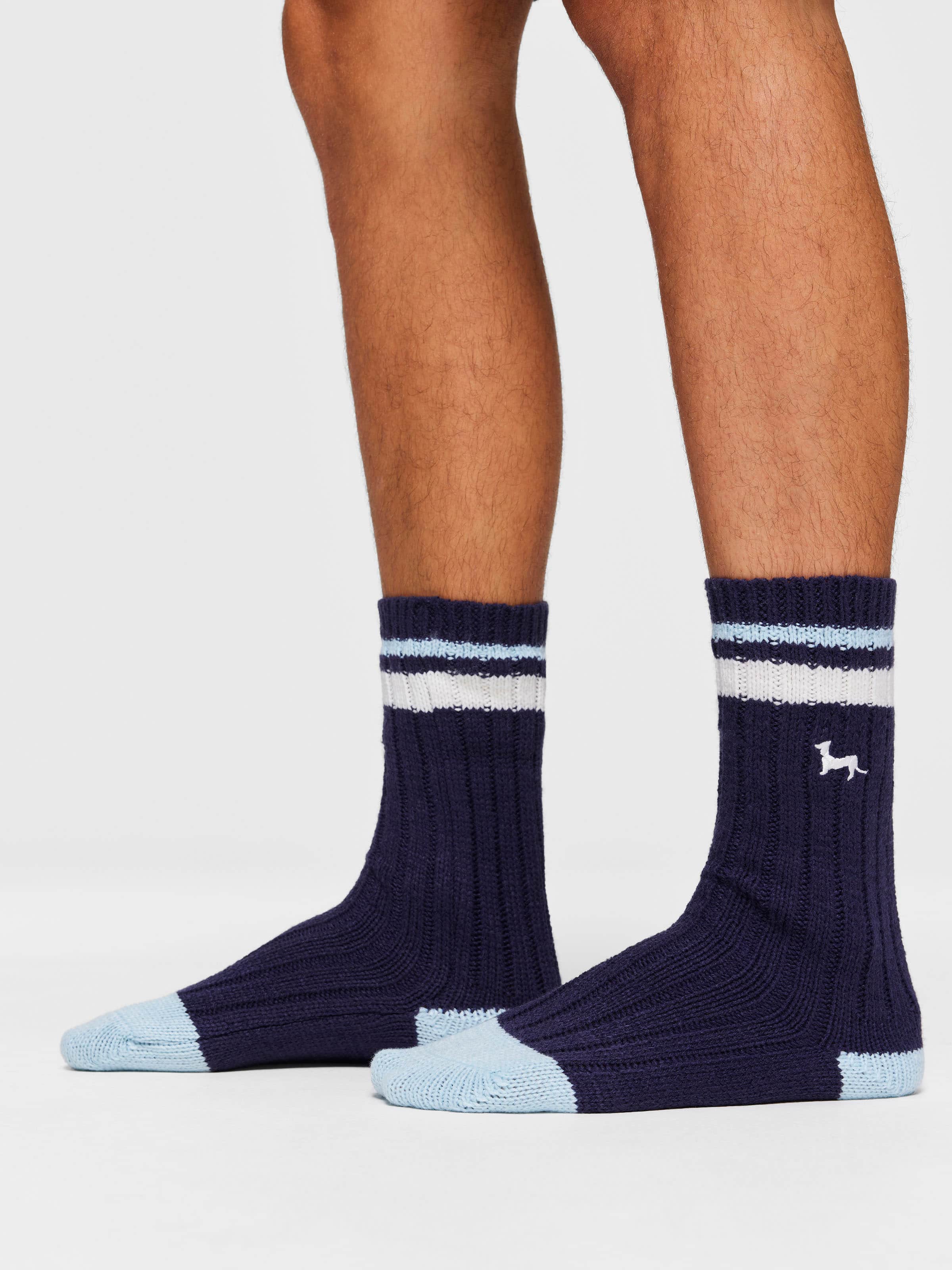 Navy Rib Sock