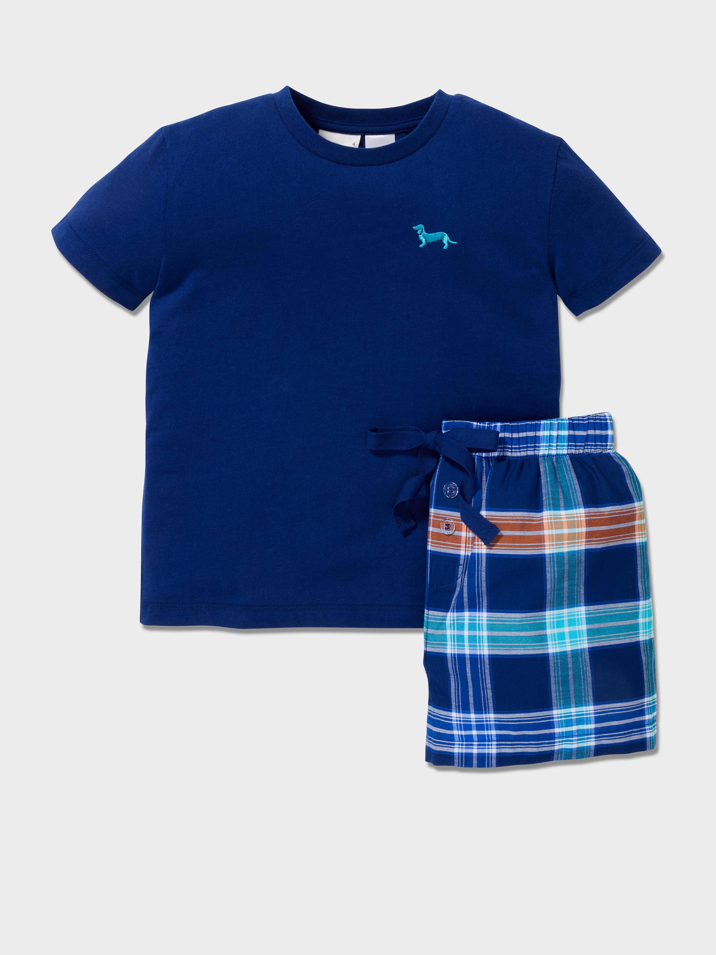 Jnr Boys Blue Check Pj Set