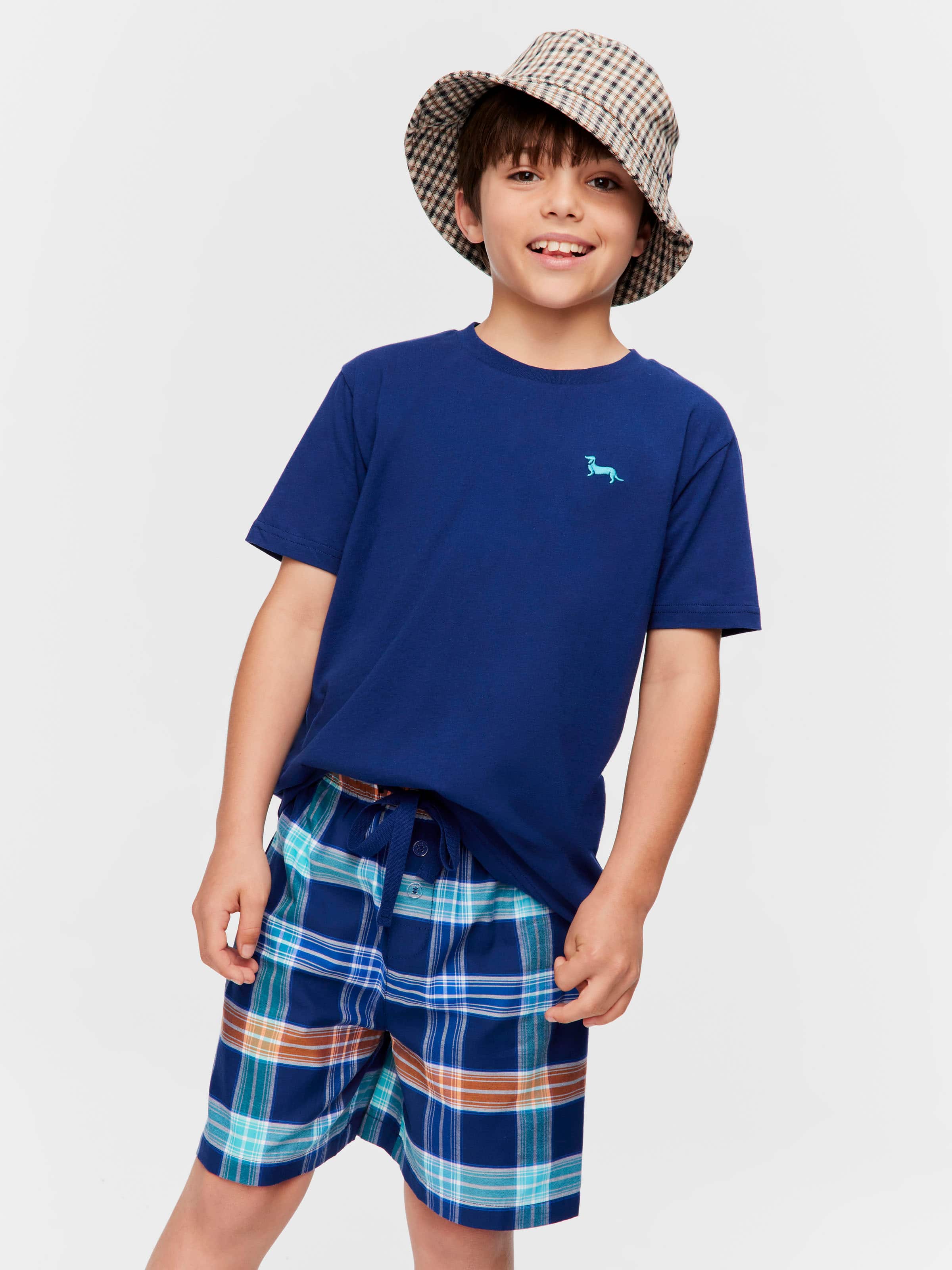Boys Blue Check Pj Set
