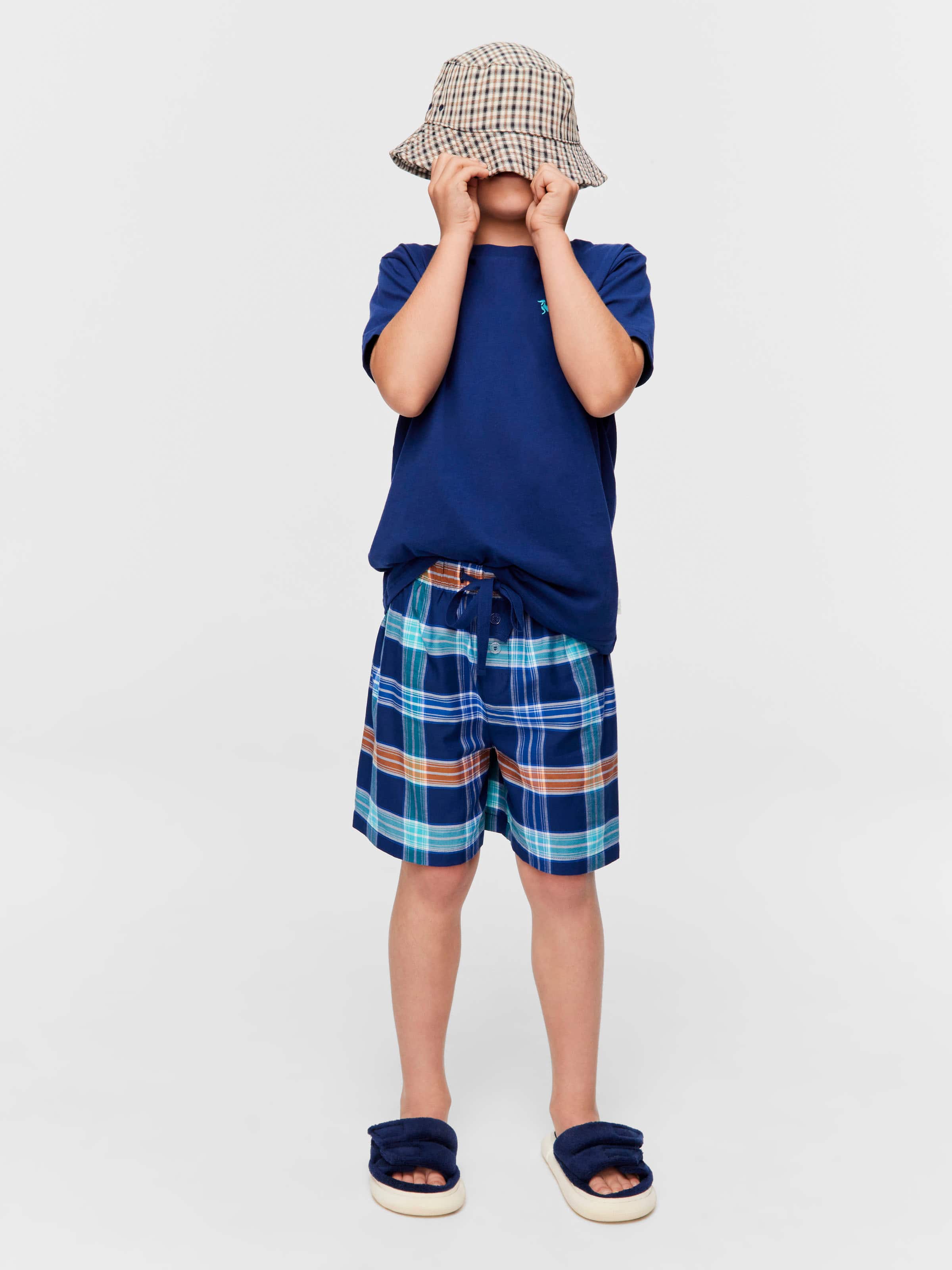 Boys Blue Check Pj Set