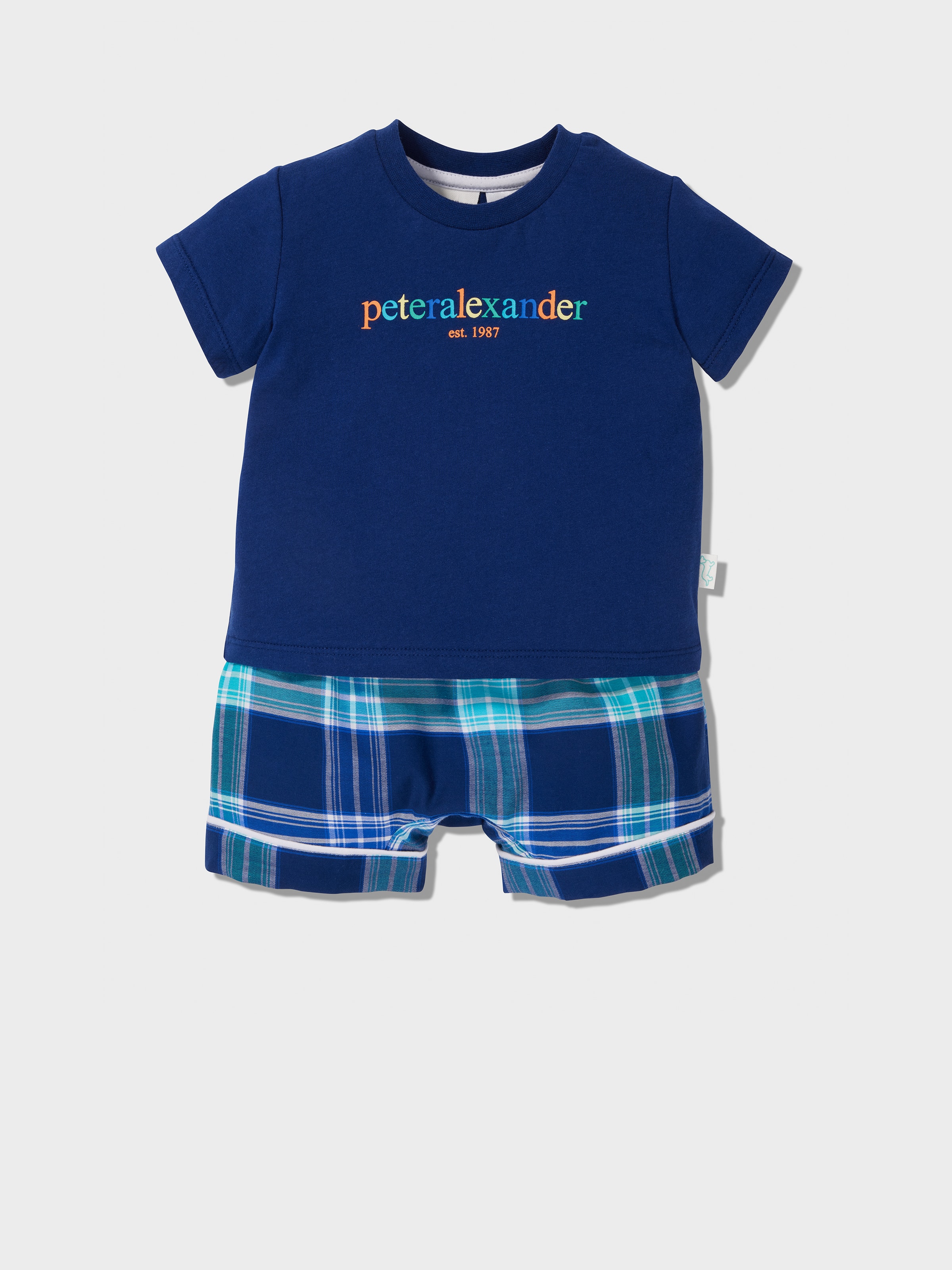Image for Baby Bright Blue Check Pj Set from Peter Alexander