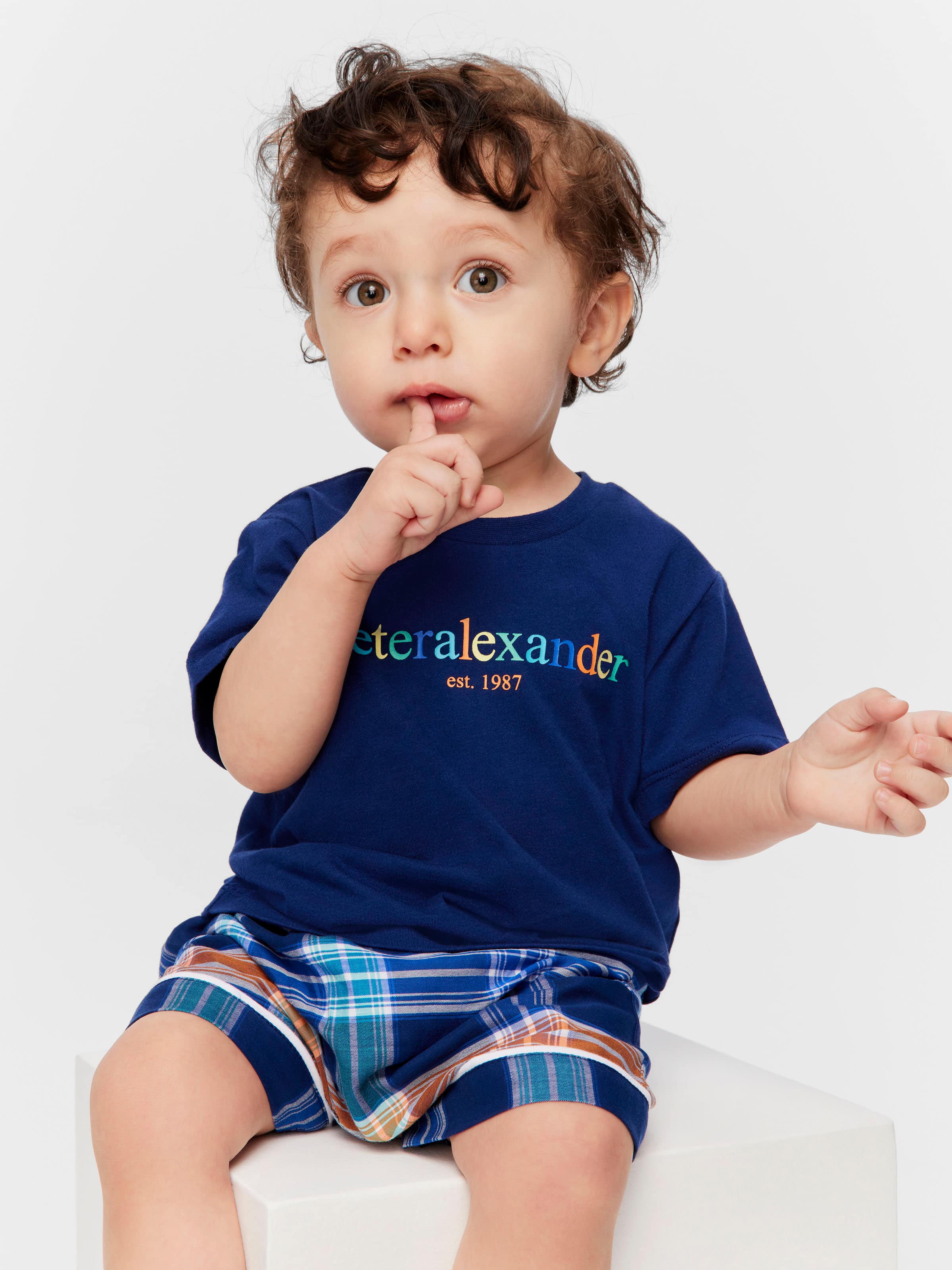 Baby Bright Blue Check Pj Set