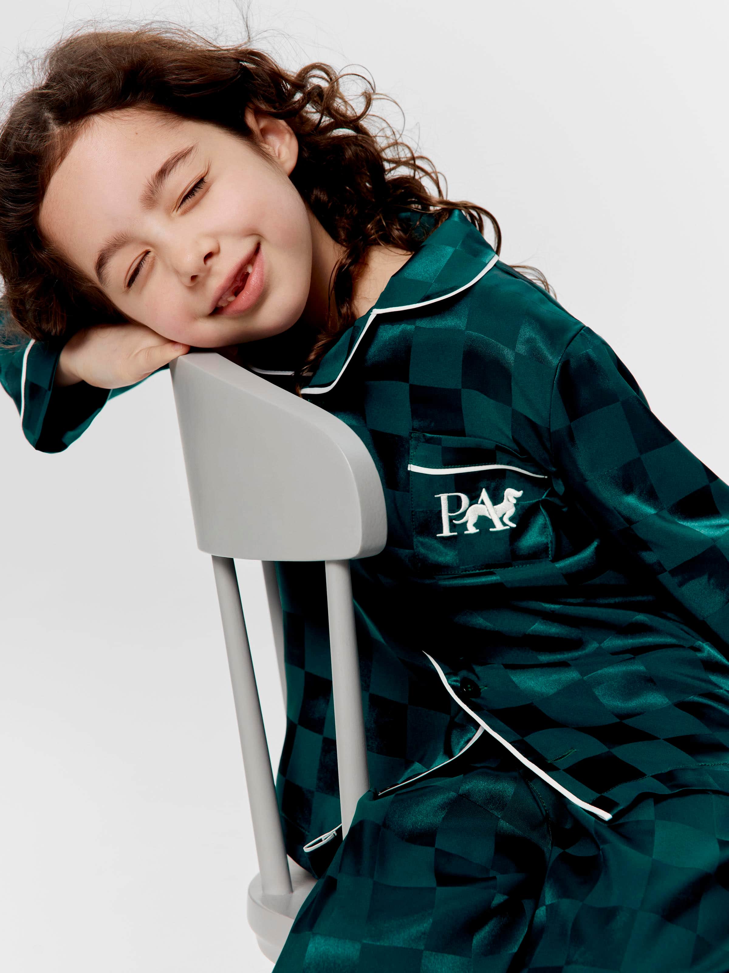 Image for Jnr Kids Jolly Green Satin Pj Set from Peter Alexander