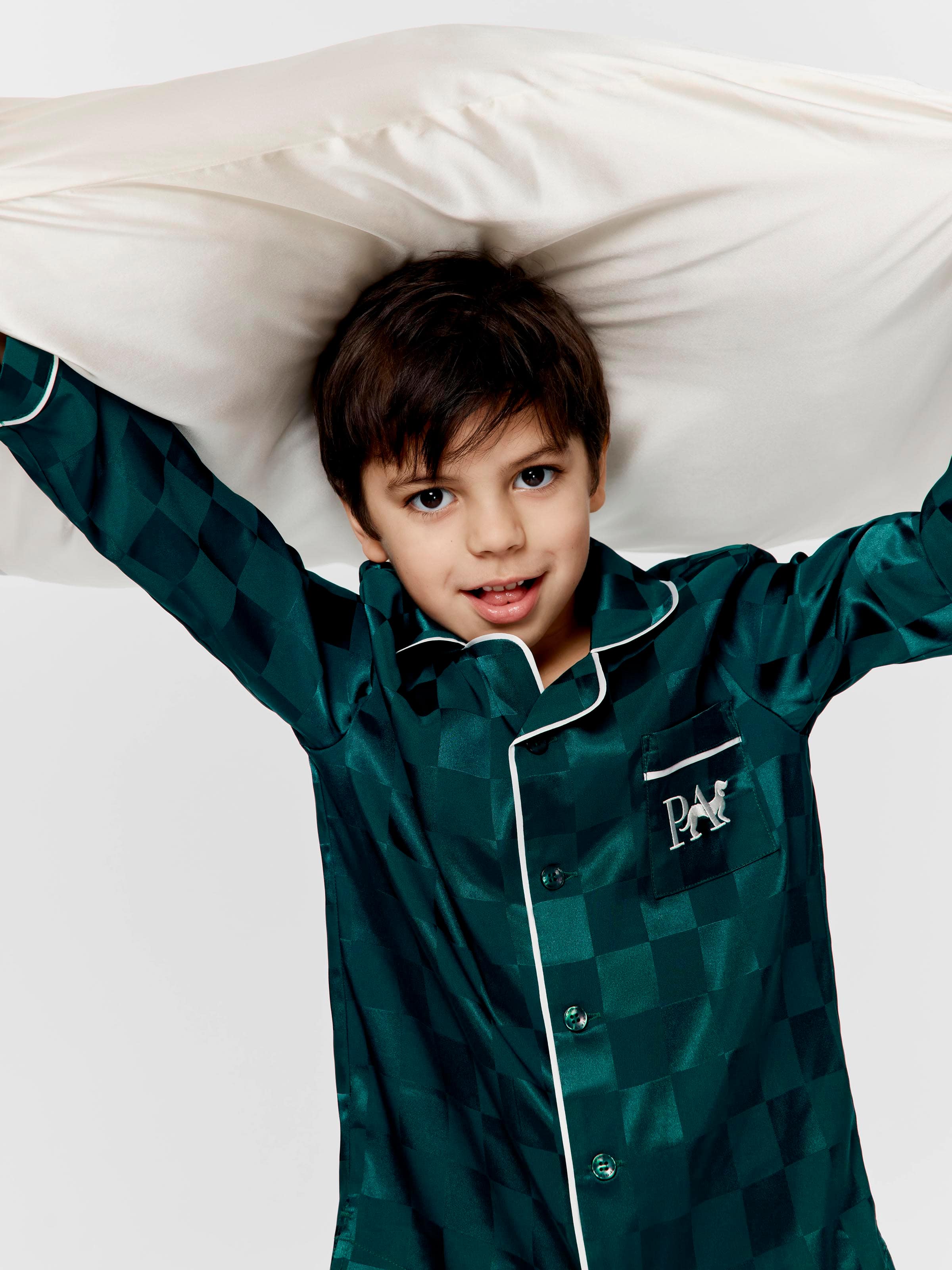 Image for Jnr Kids Jolly Green Satin Pj Set from Peter Alexander