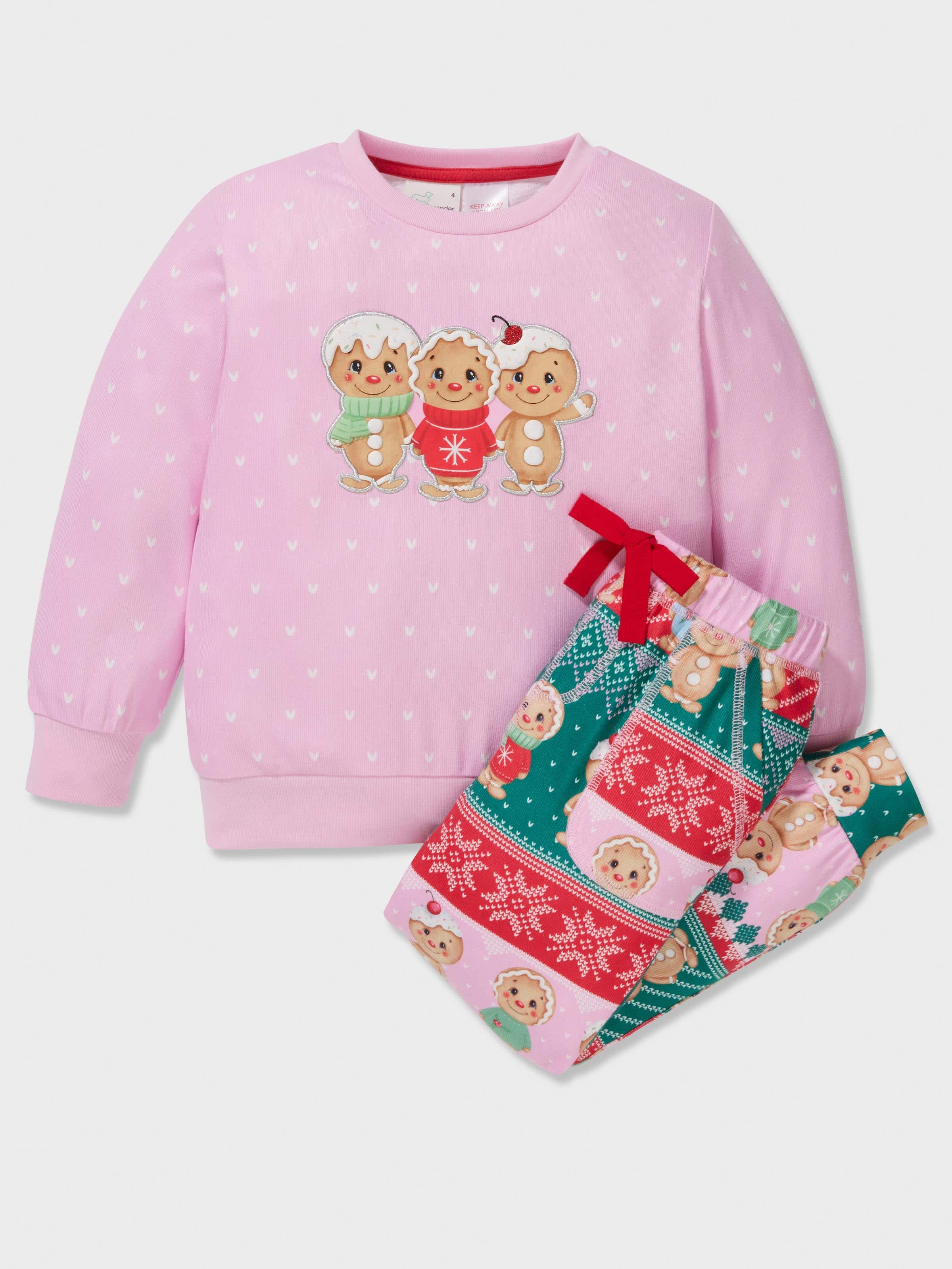 Girls Pink Gingerbread Pj Set