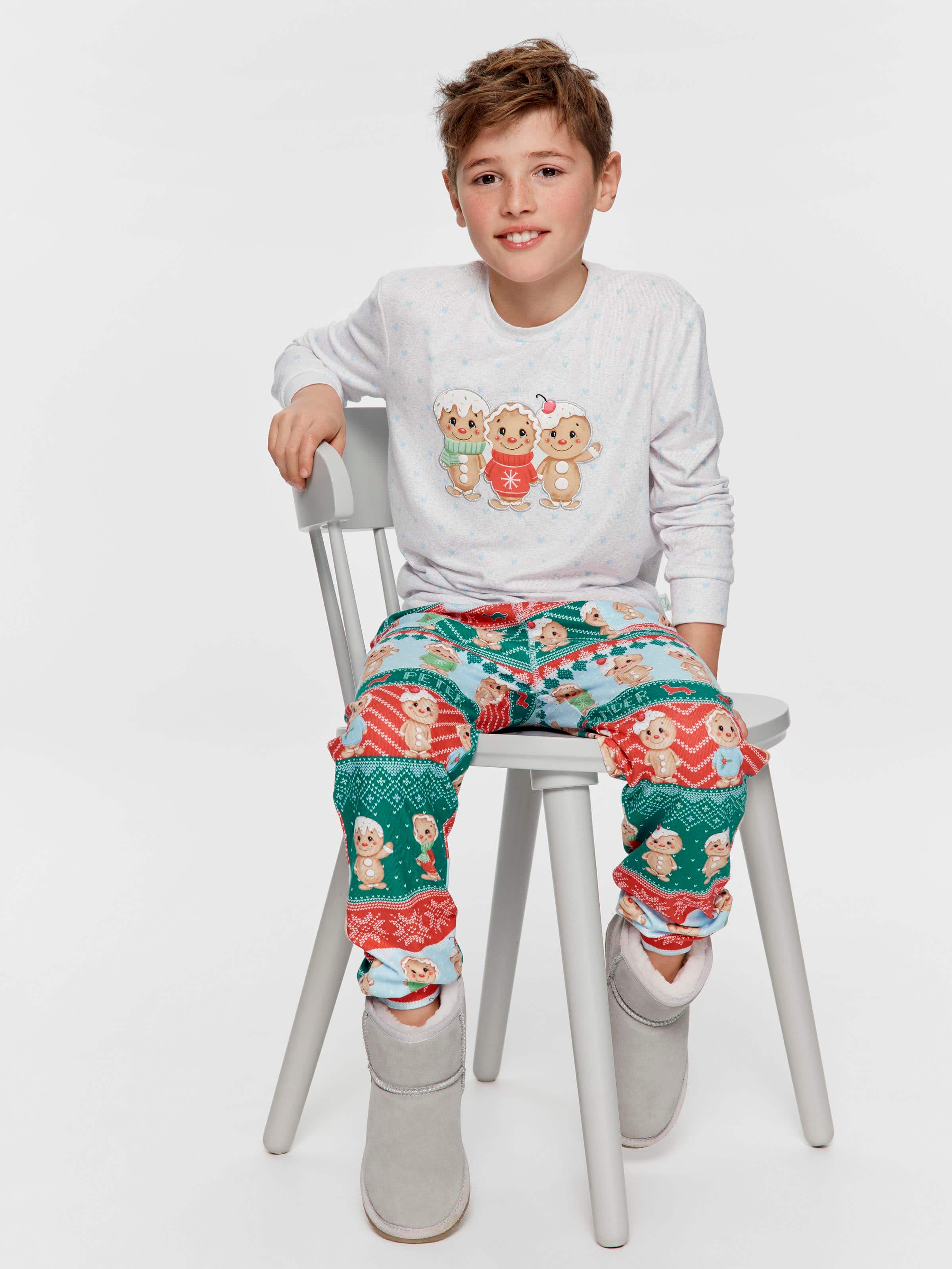 Boys Blue Gingerbread Pj Set