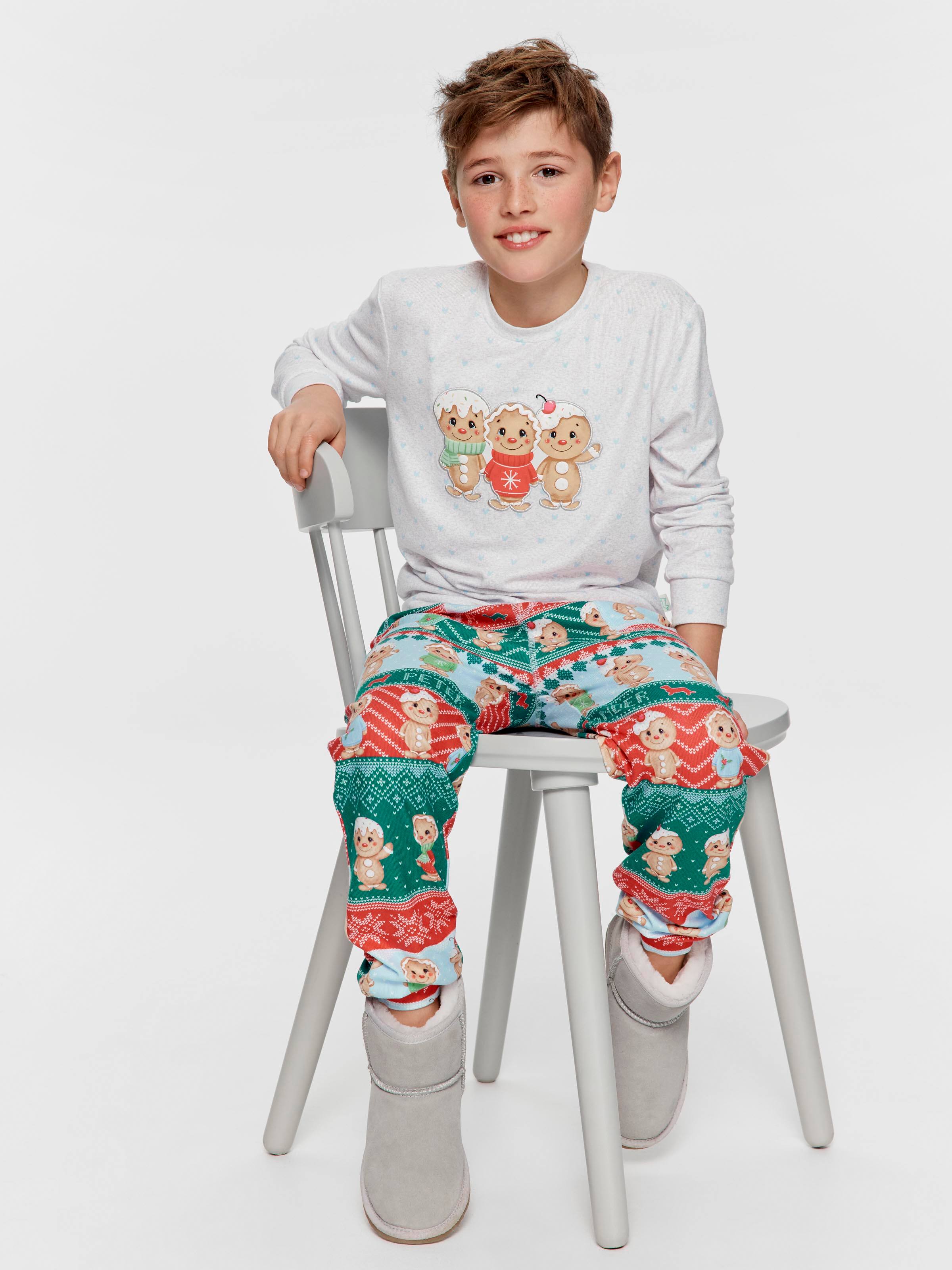 Boys Blue Gingerbread Pj Set