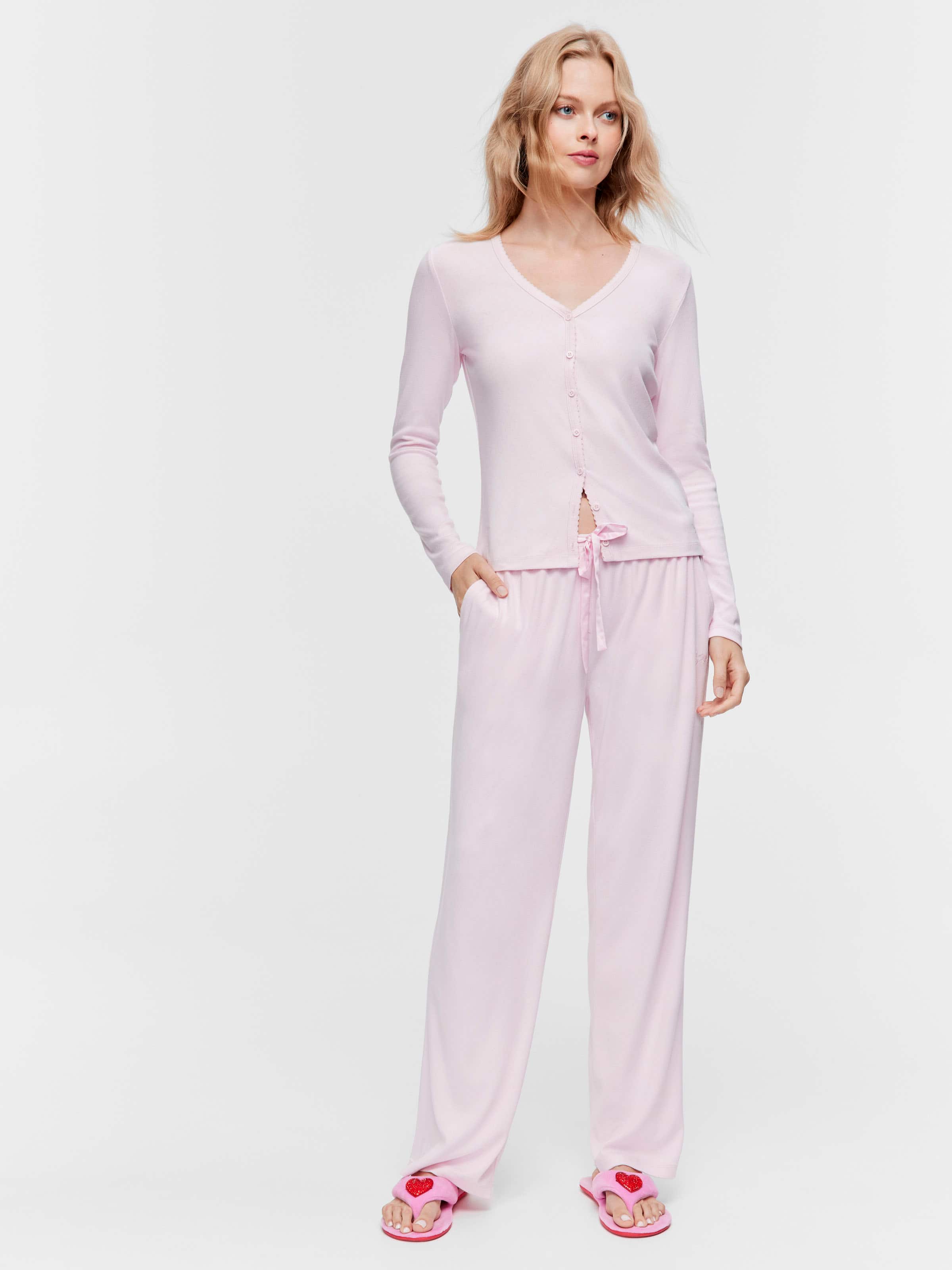 Heart Pointelle Long Wide Leg Pj Bottom