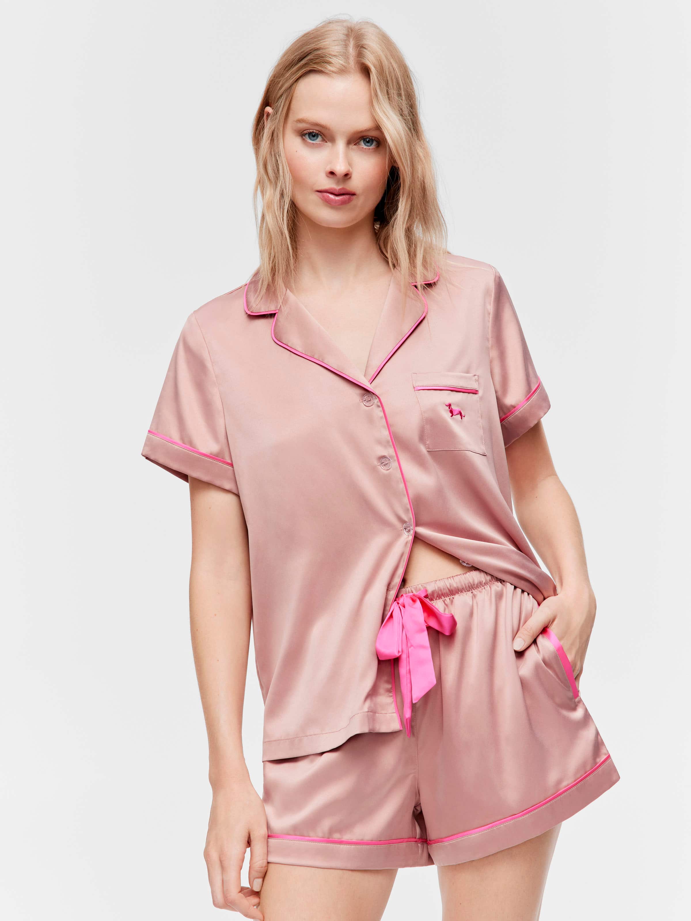 Image for Nougat Chic Satin Shortie Pj Set from Peter Alexander
