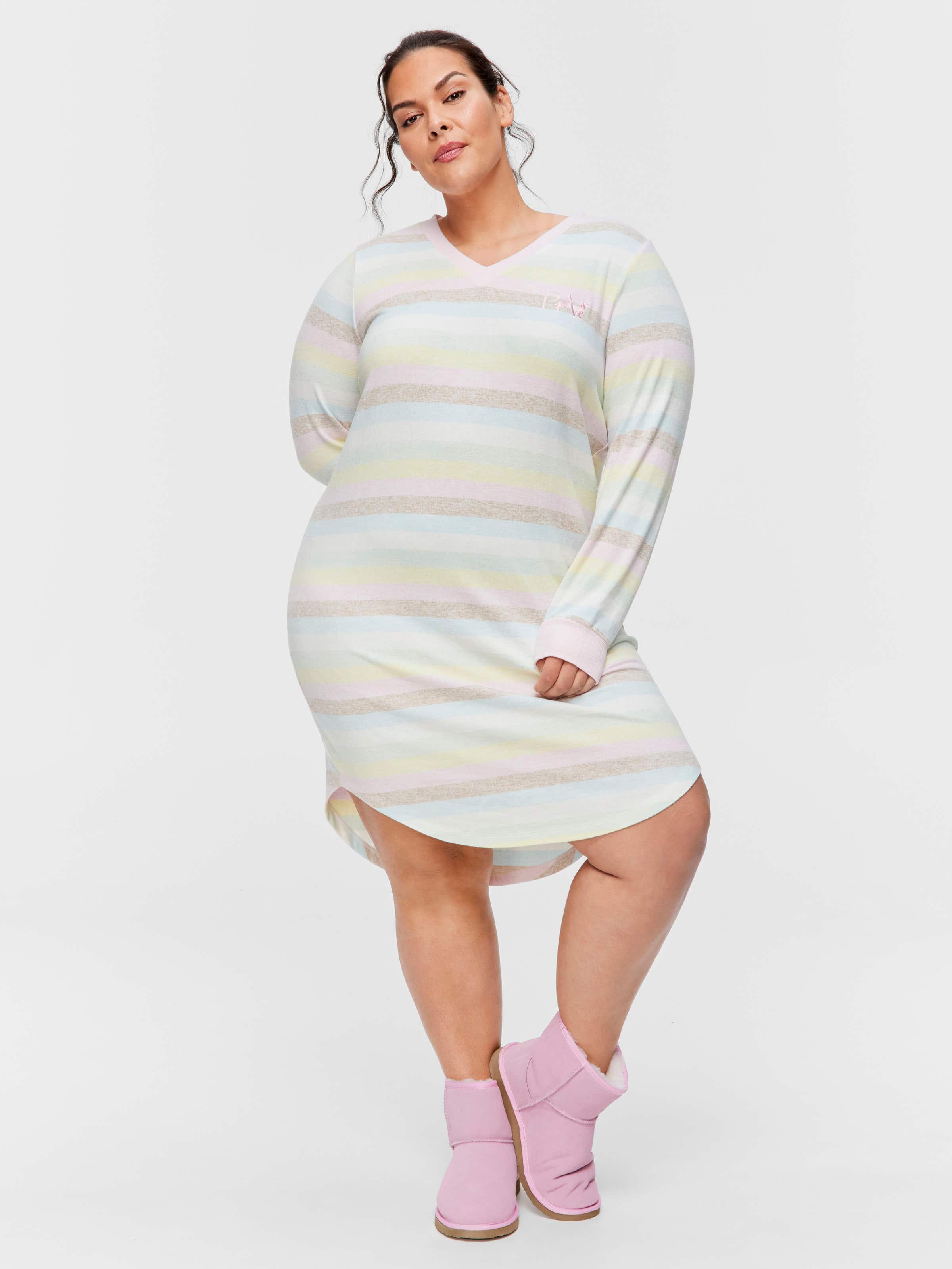 P.A. Plus Pastel Stripe V Neck Nightdress