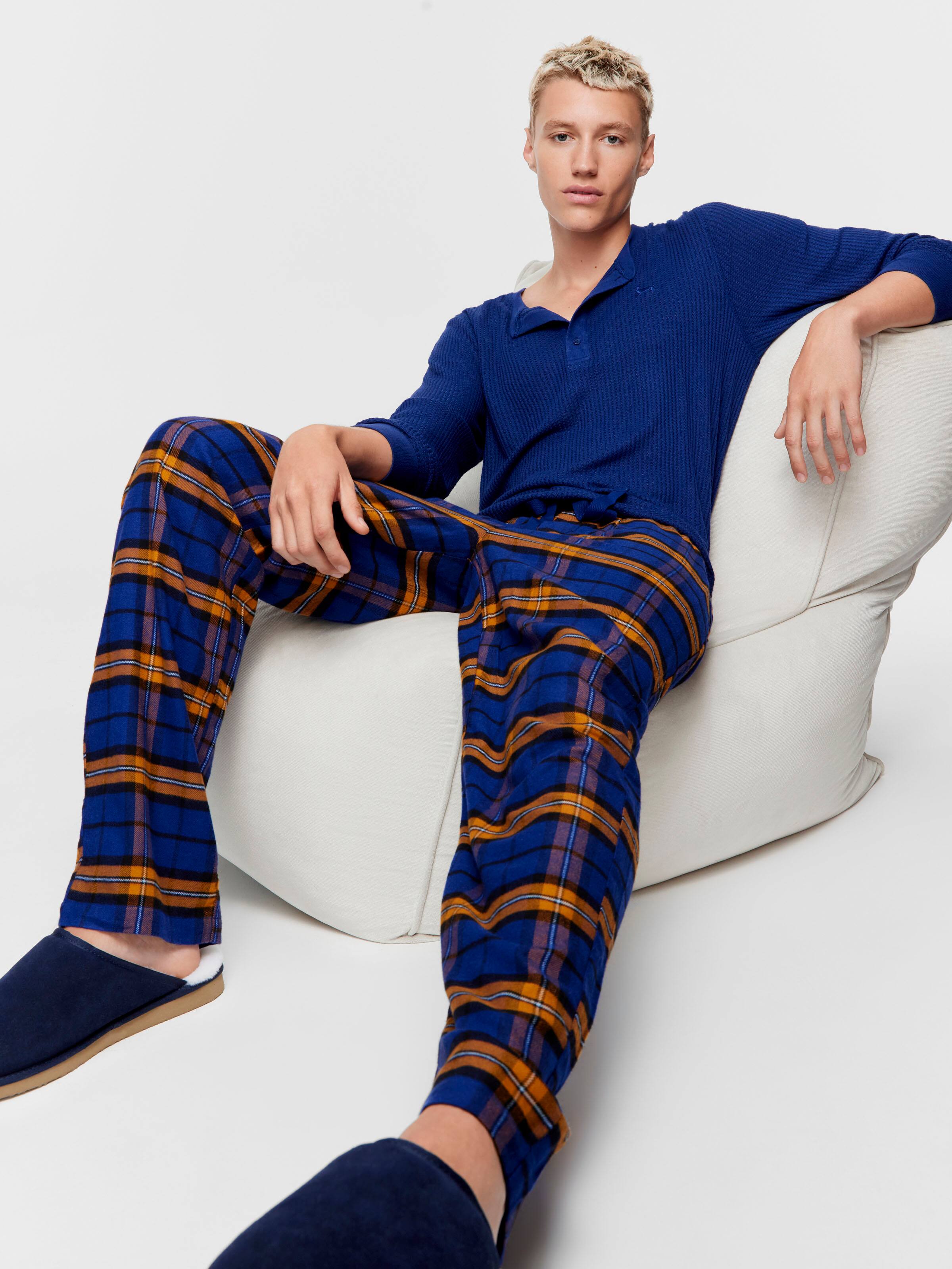 Navy Check Flannelette Pj Bottom