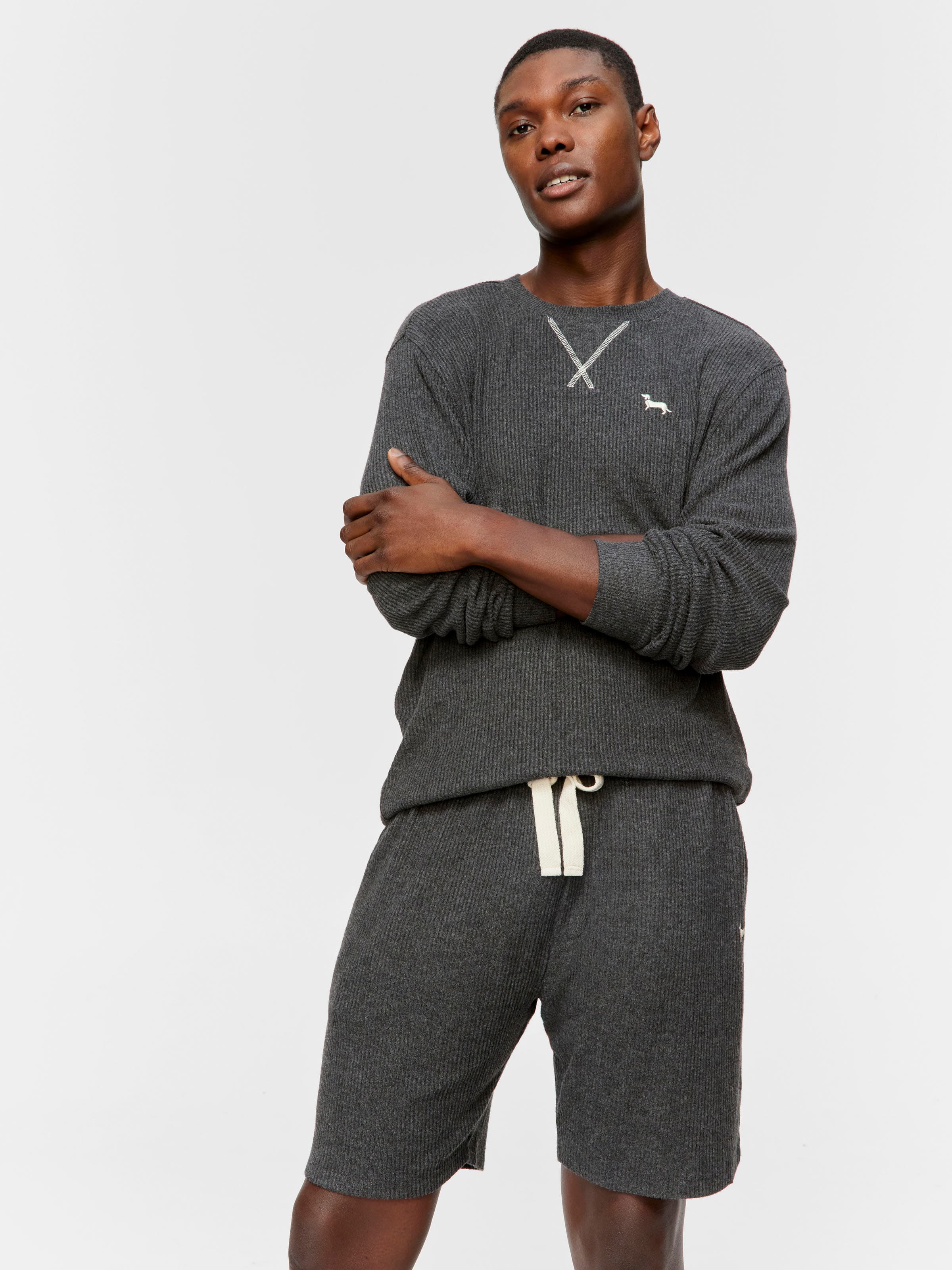 Image for Charcoal Brushed Rib Mid Short from Peter Alexander