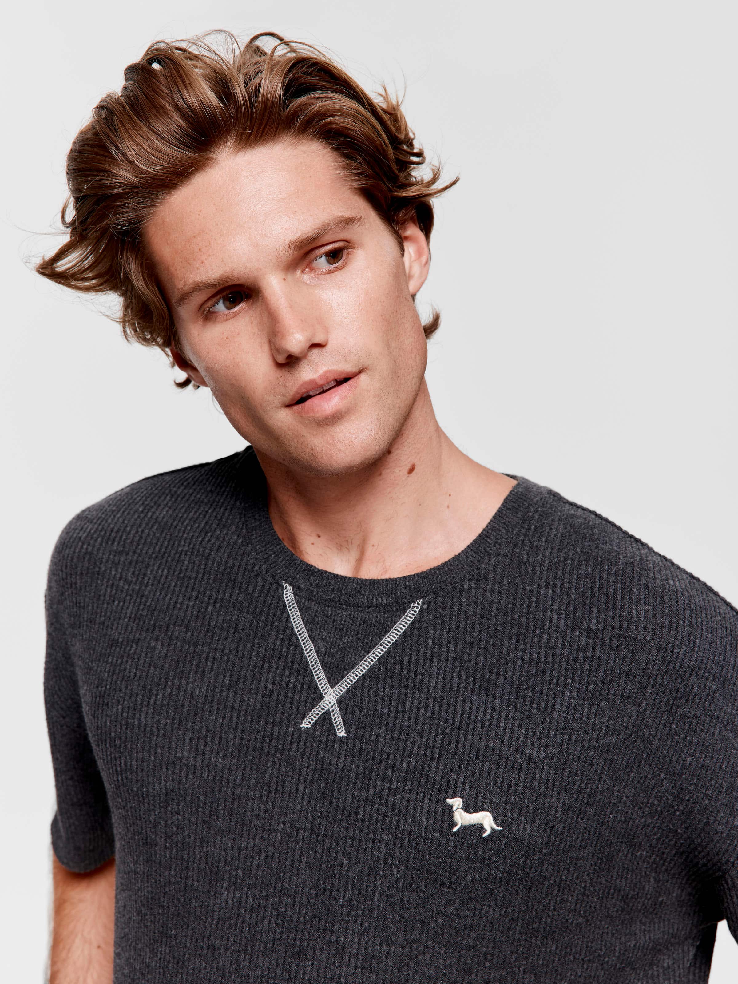 Charcoal Brushed Rib Tee