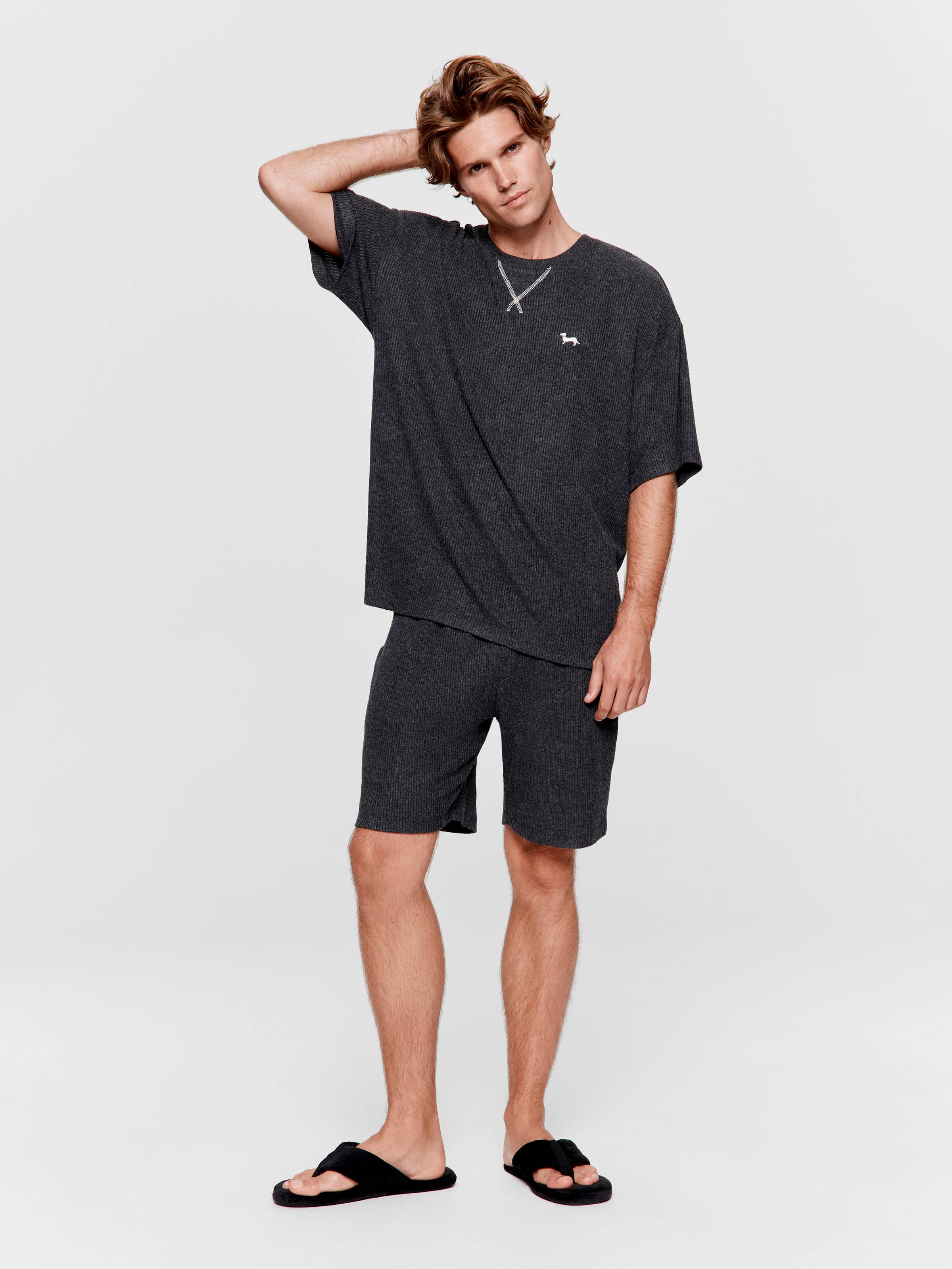 Charcoal Brushed Rib Tee