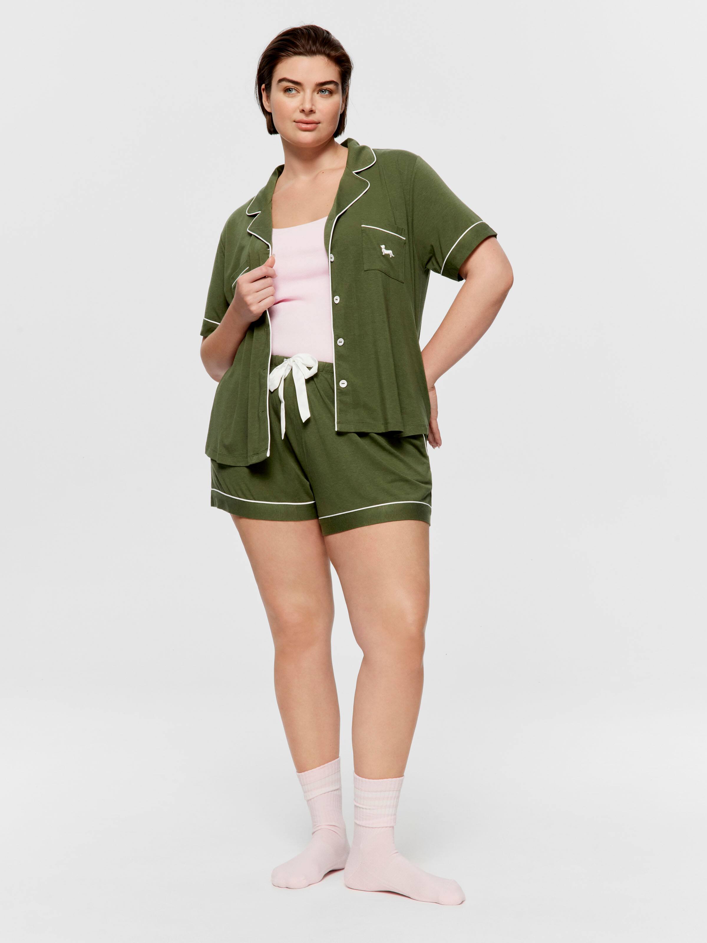 P.A. Plus Olive Bamboo Shortie Pj Set