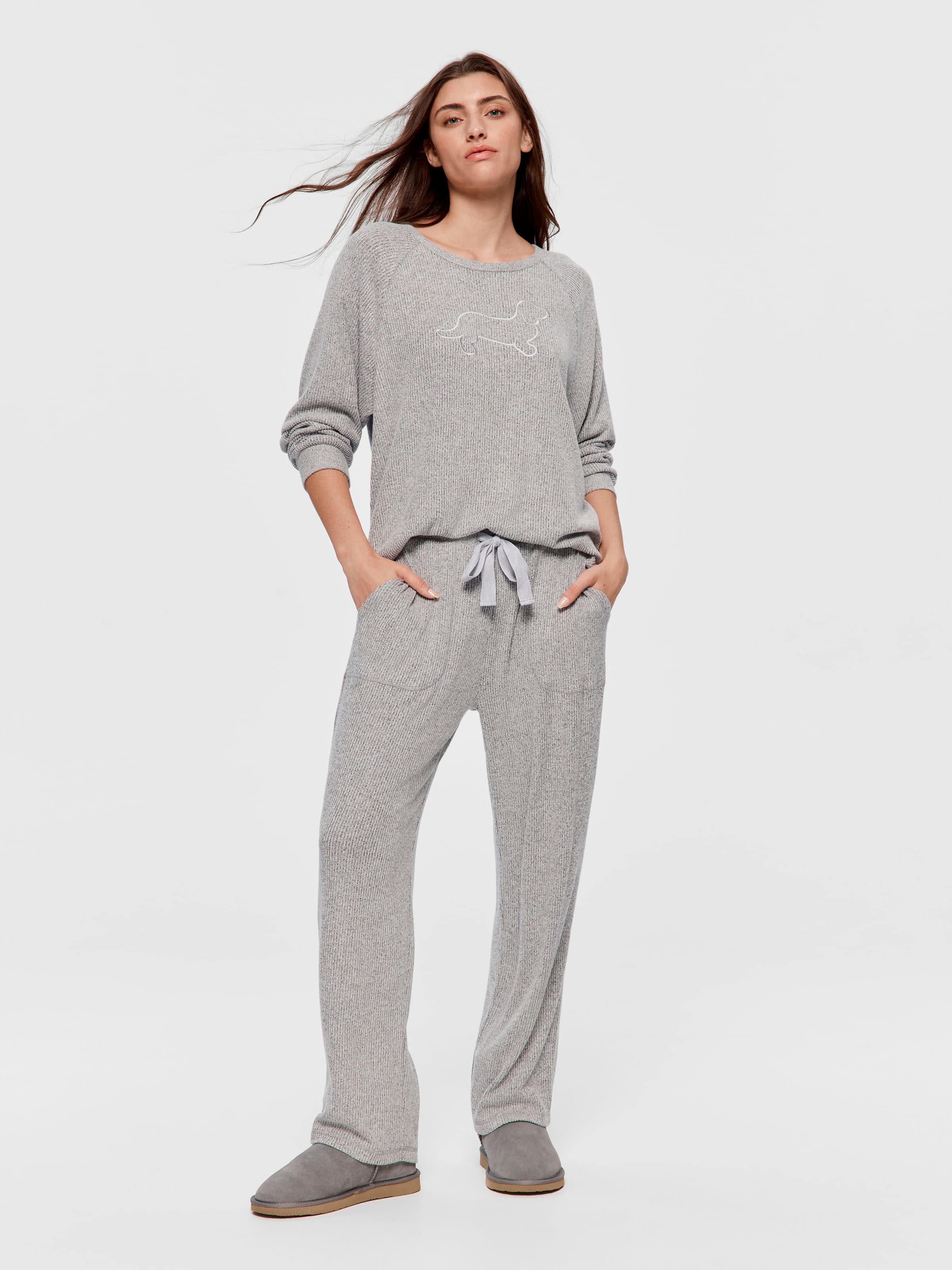 Brushed Rib Straight Leg Pj Bottom