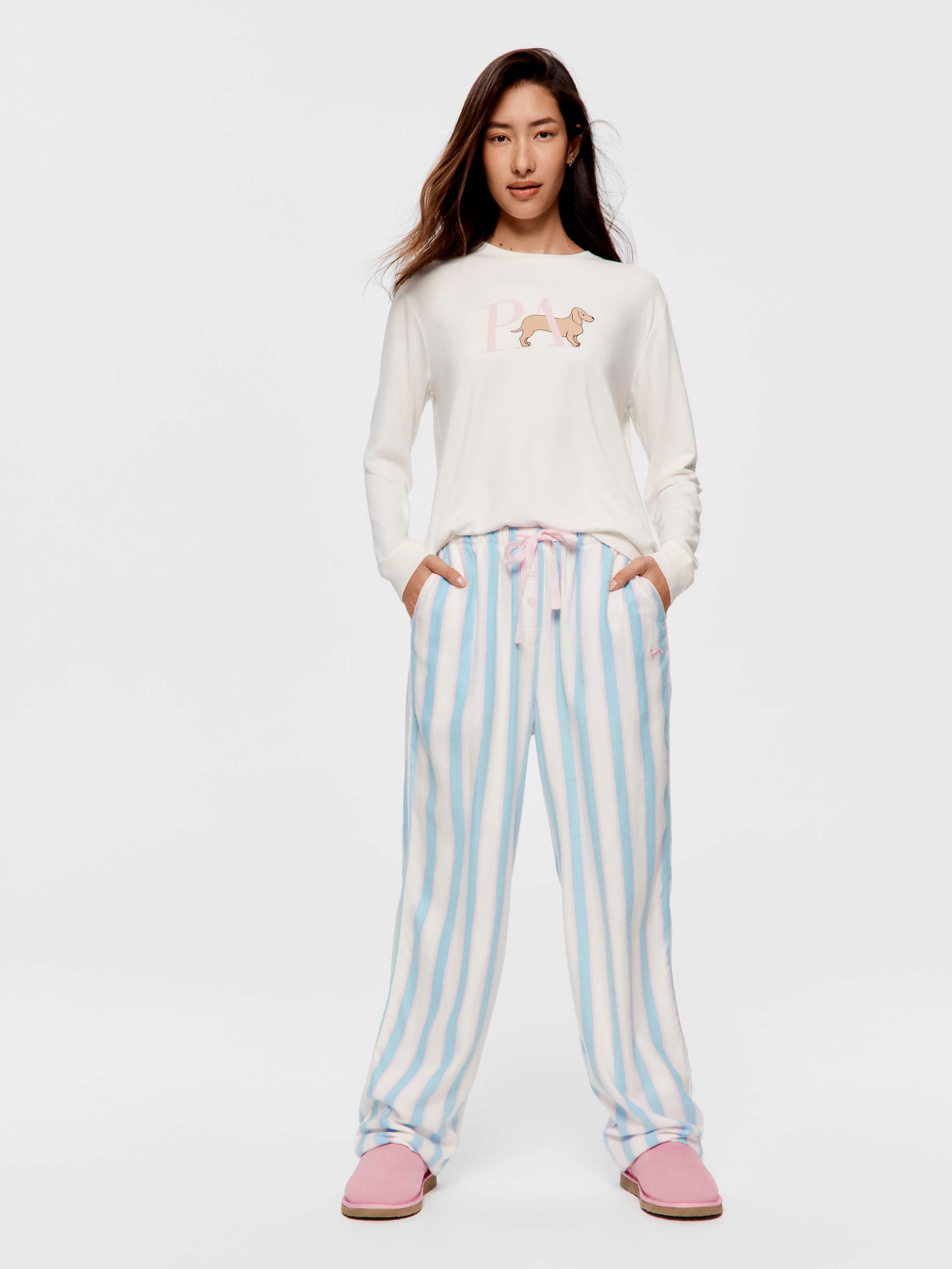 Blue Stripe Flannelette Pj Bottom