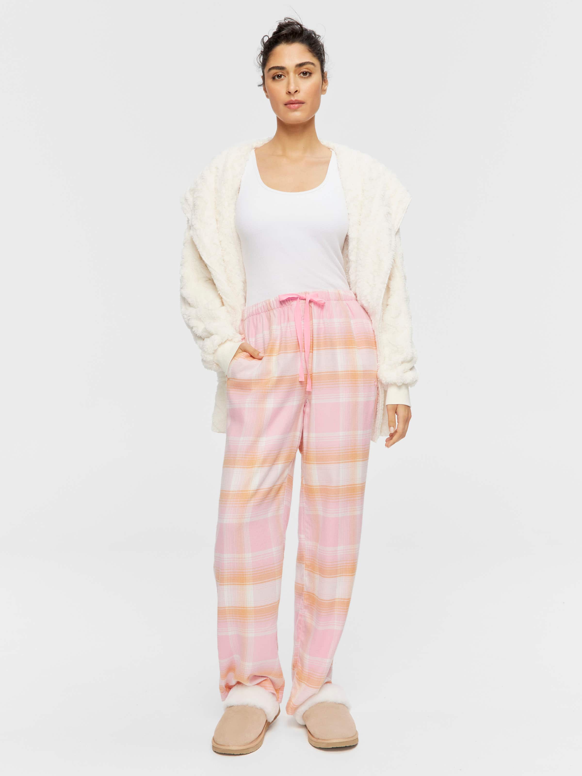 Pink Check Flannelette Pj Bottom