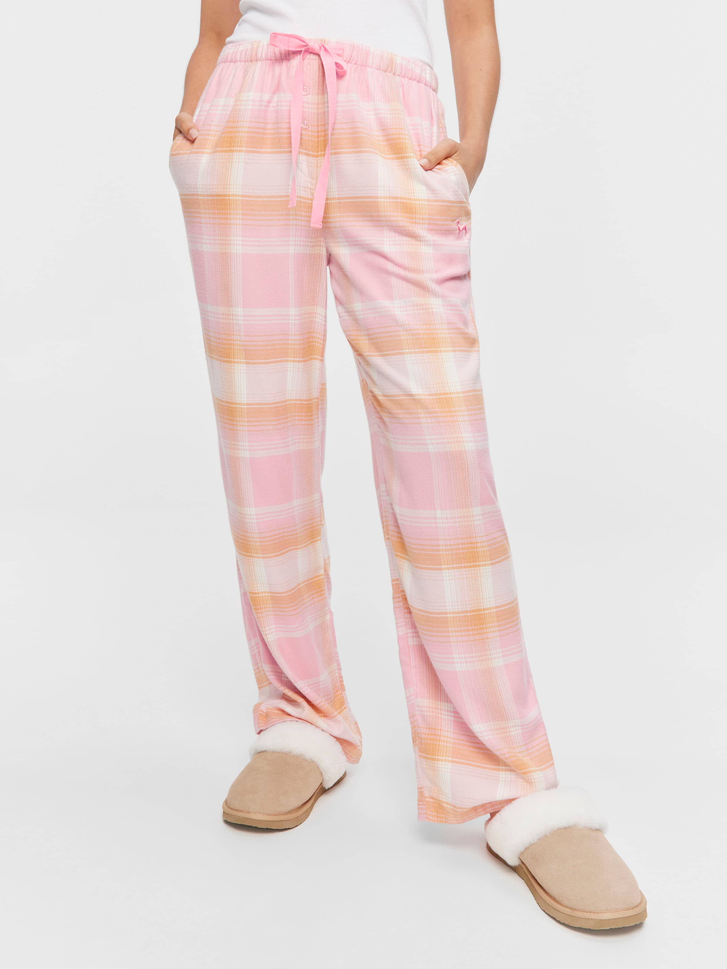 Pink Check Flannelette Pj Bottom
