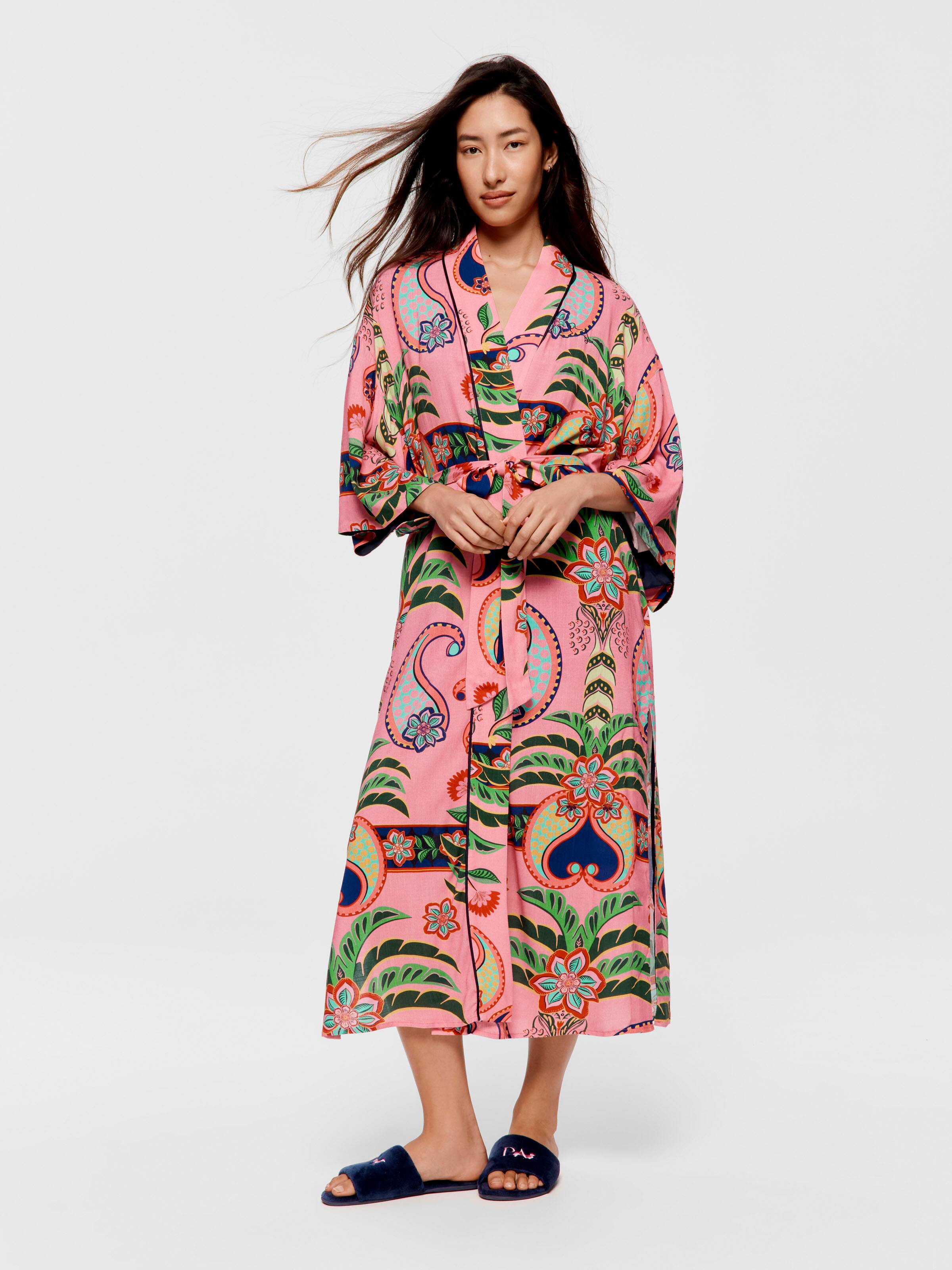Palm Kimono Dressing Gown