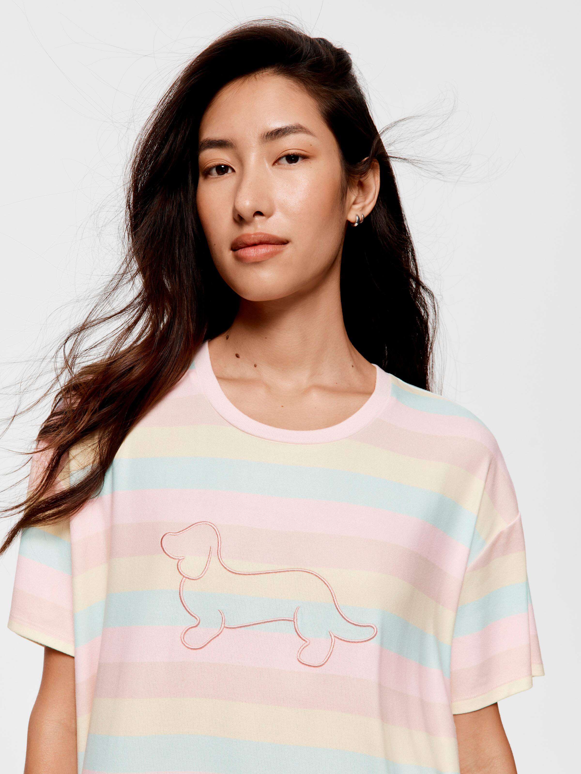 Pastel Stripe Fuzzy Nightdress