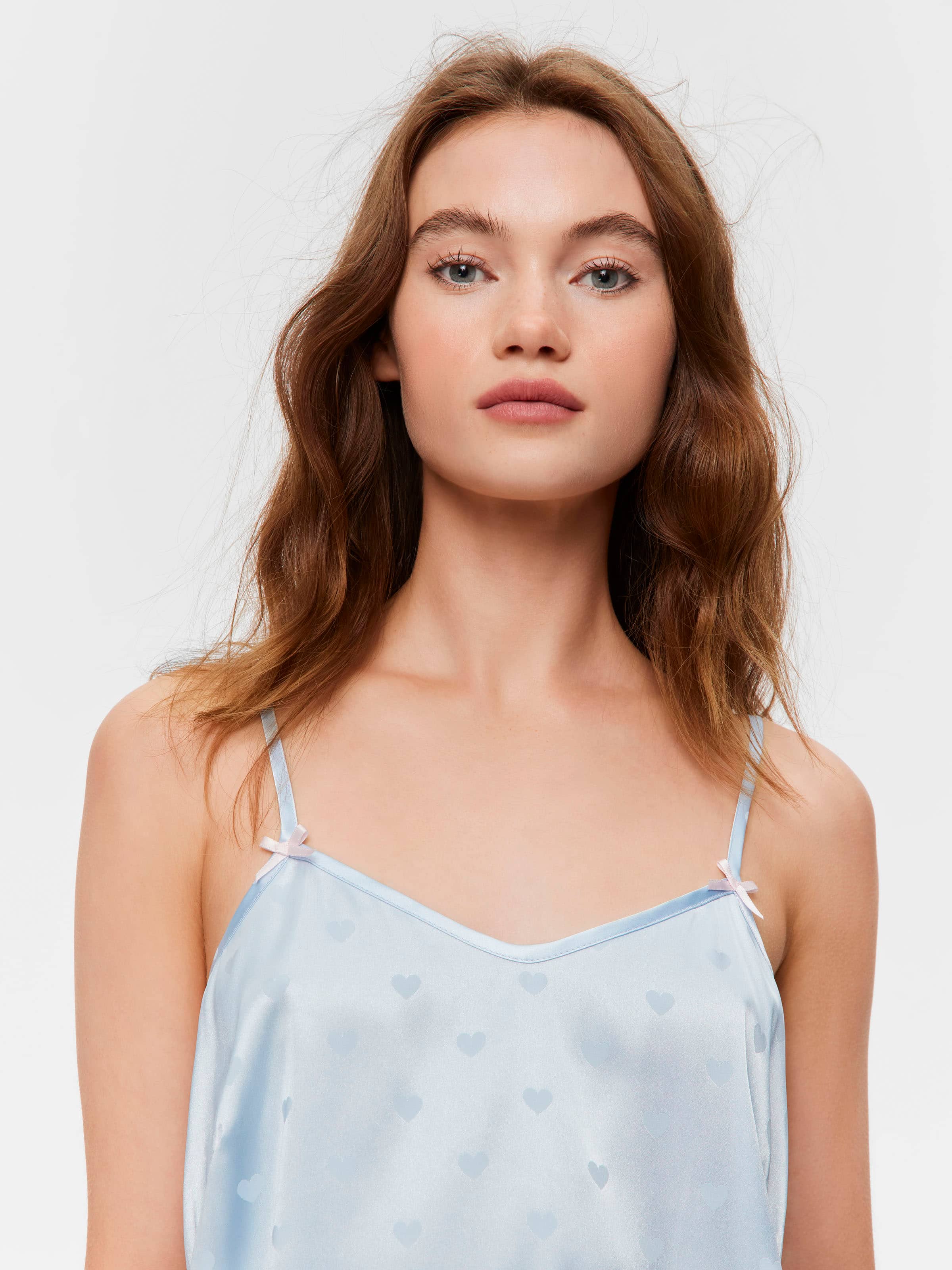 Blue Heart Satin Cami Top