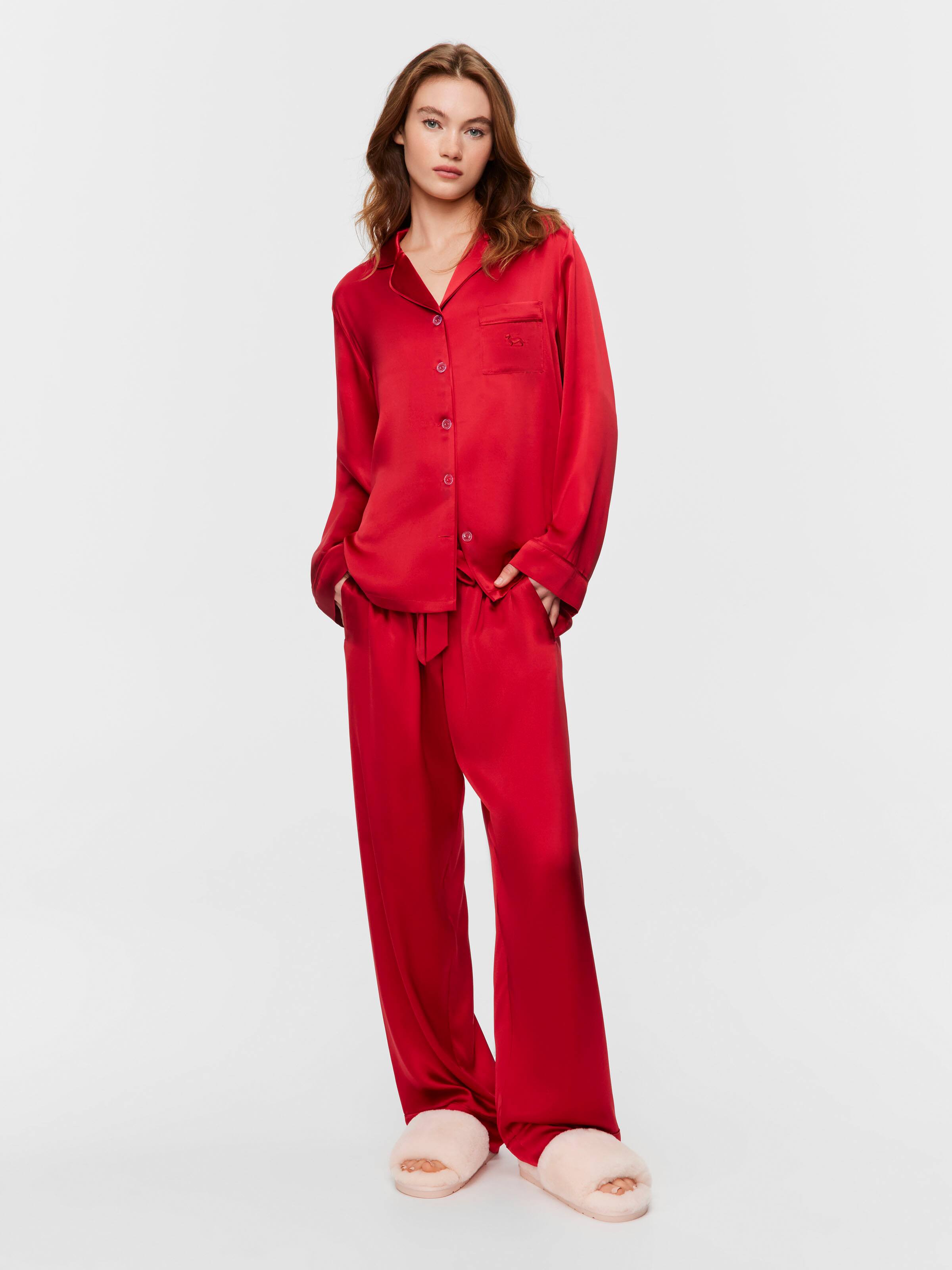 silk cheap pyjamas set Ruby Red 100% Mulberry Silk Long Pj Set Peter Alexander Online