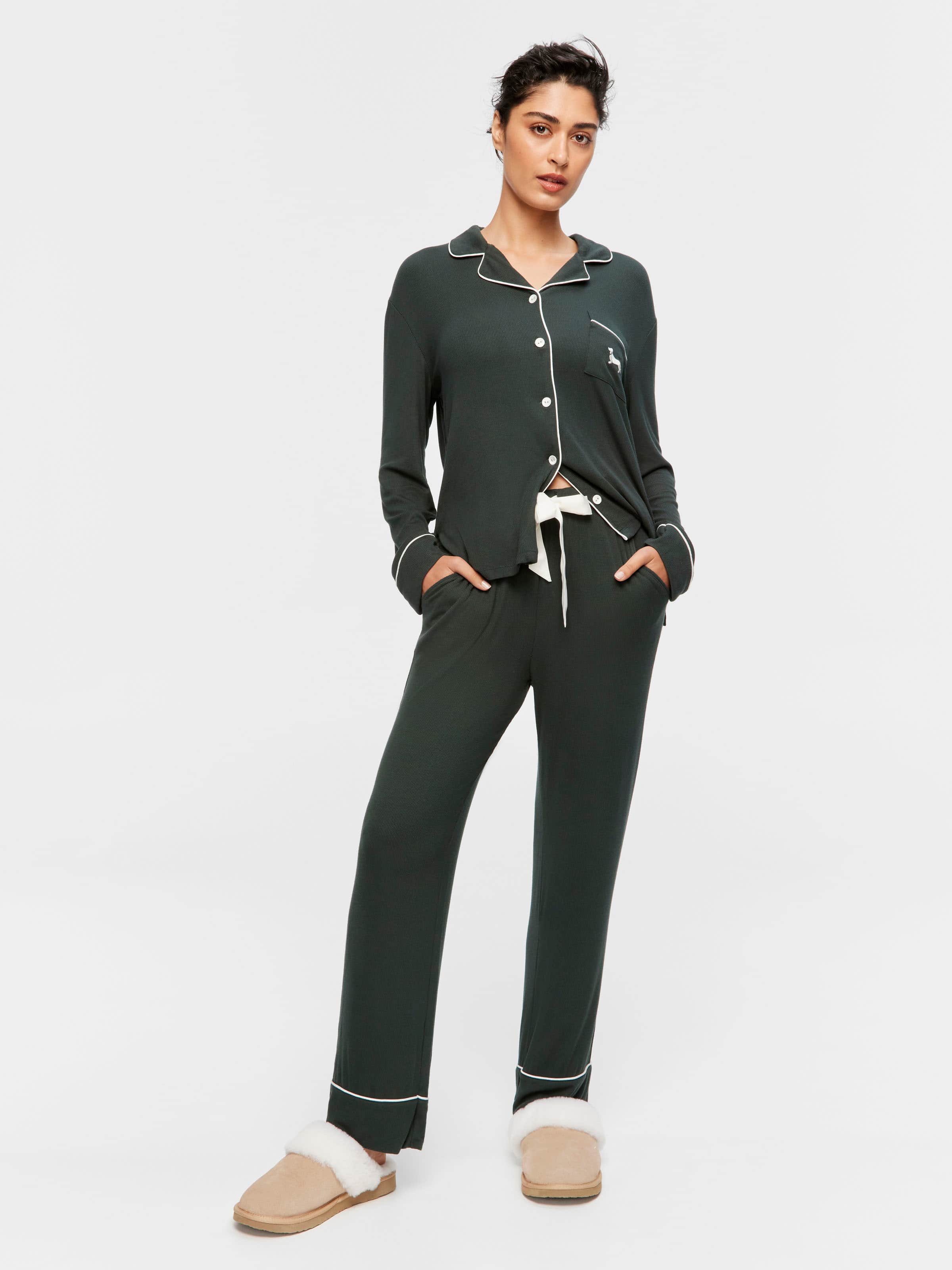 Green Rib Bamboo Knit Pj Set