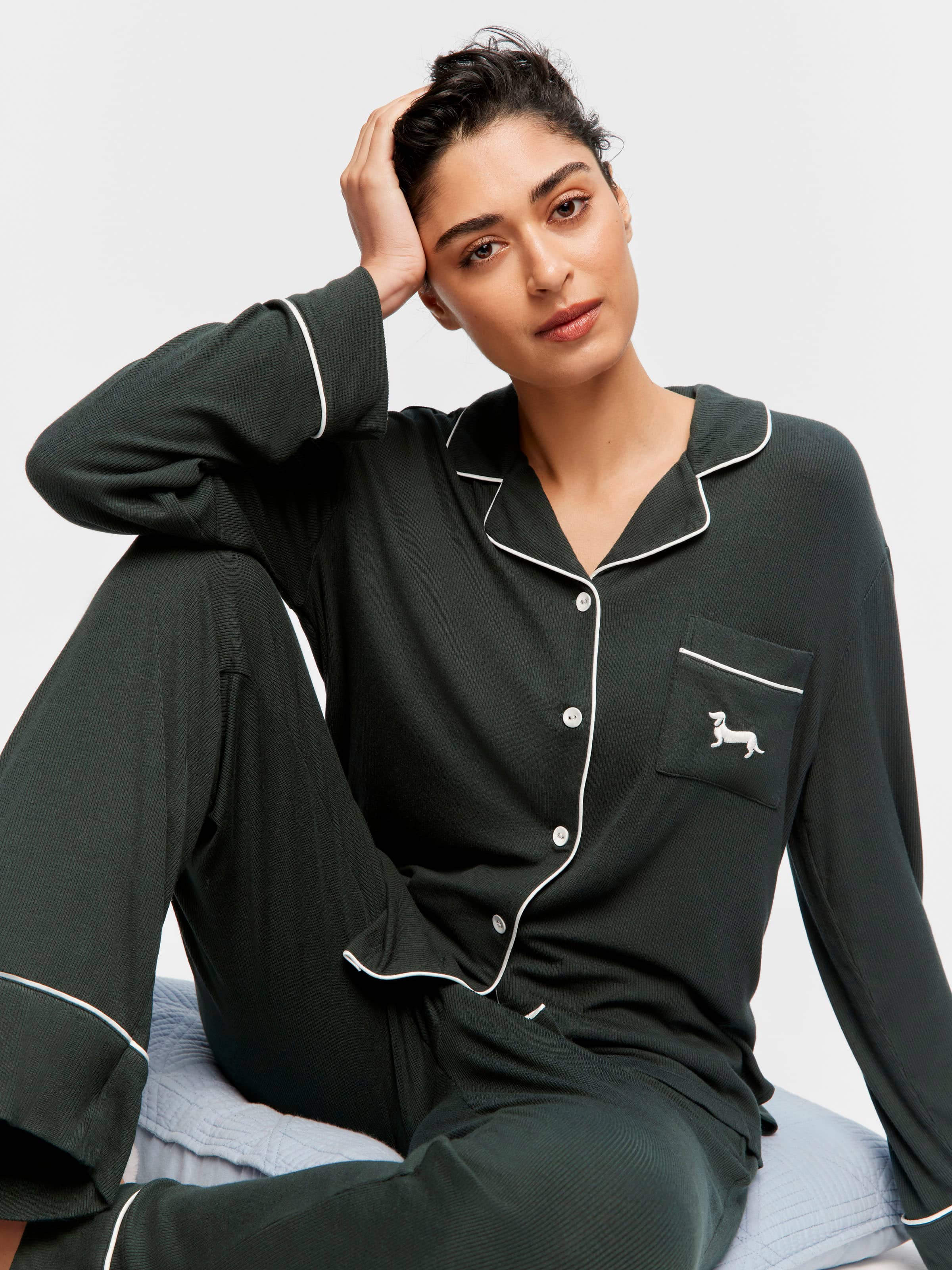 Green Rib Bamboo Knit Pj Set
