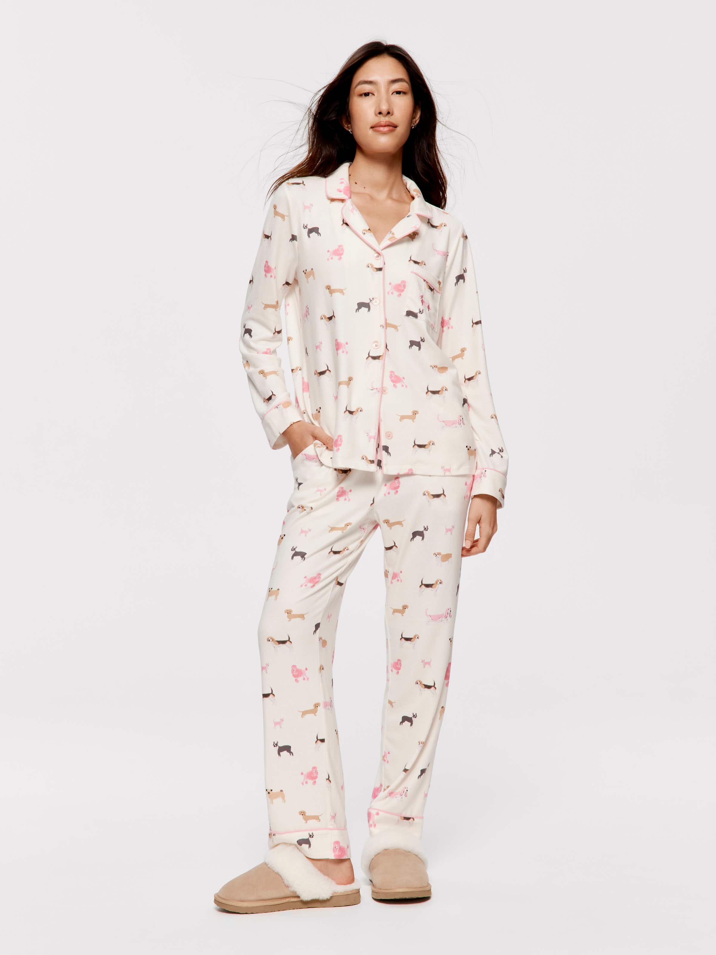 Mixed Dog Plush Pj Set