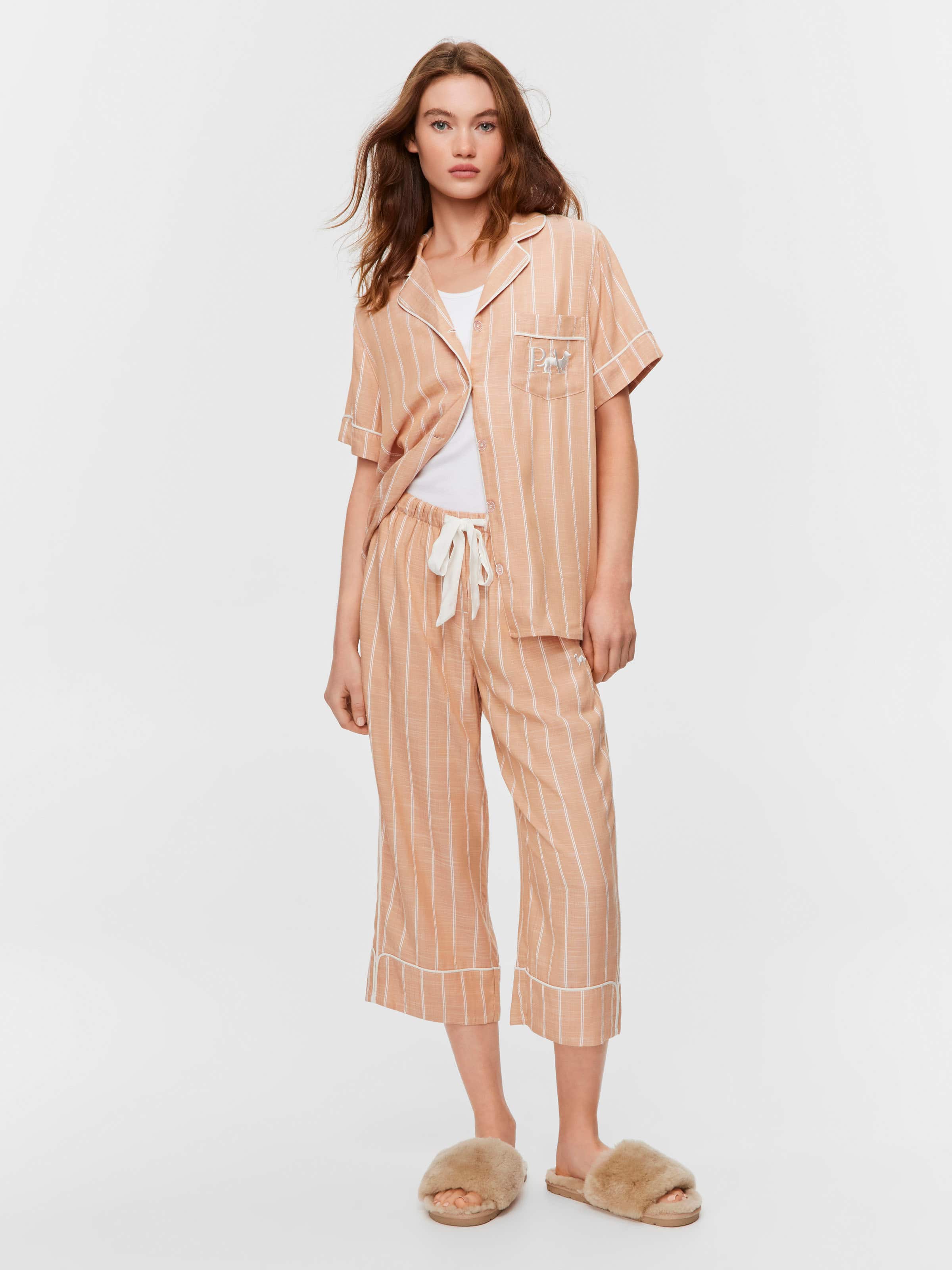 Chocolate Stripe 100% Textured Viscose 3/4 Pj Bottom