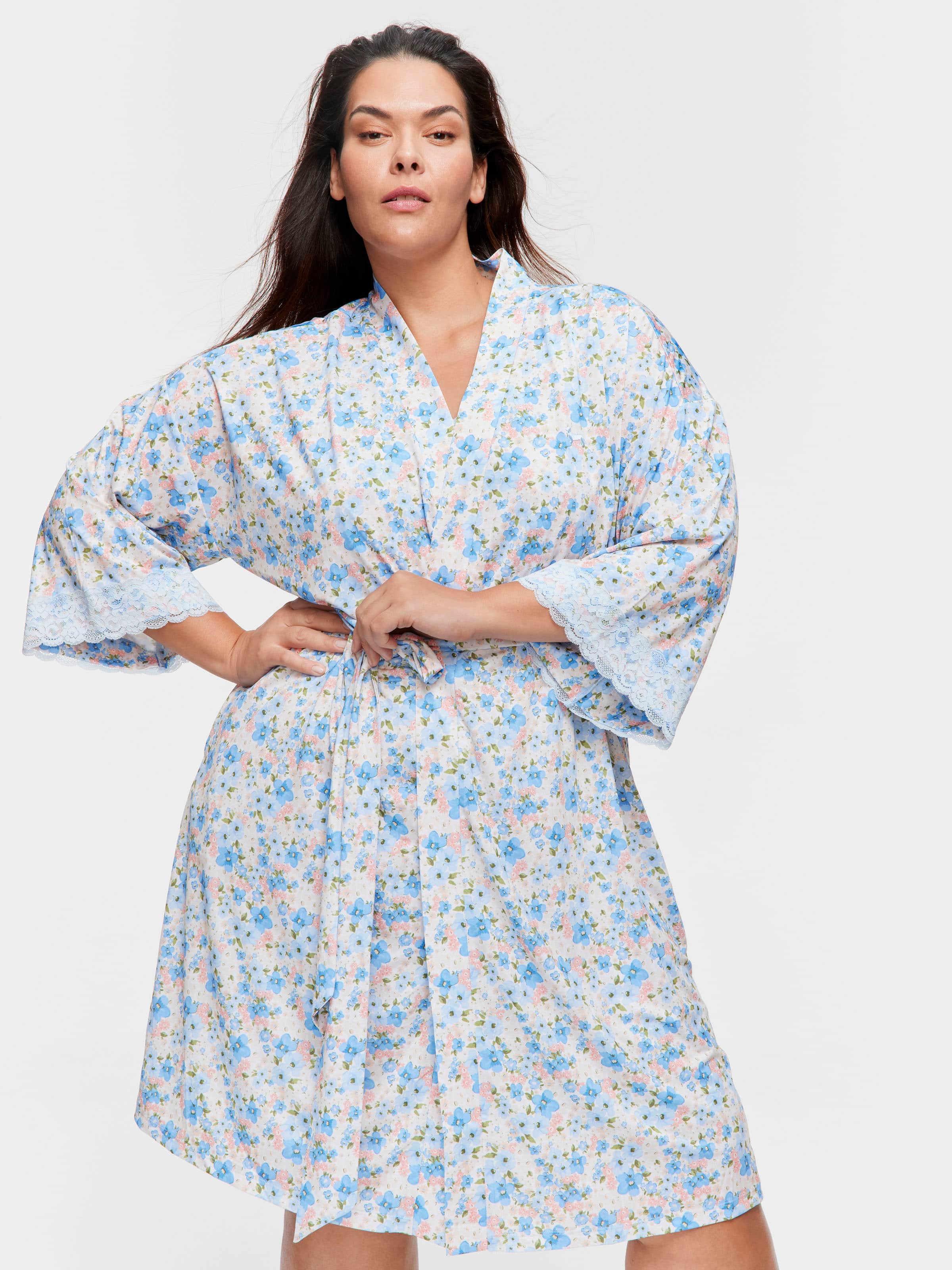 Image for P.A. Plus Ditsy Floral Slinky Dressing Gown from Peter Alexander