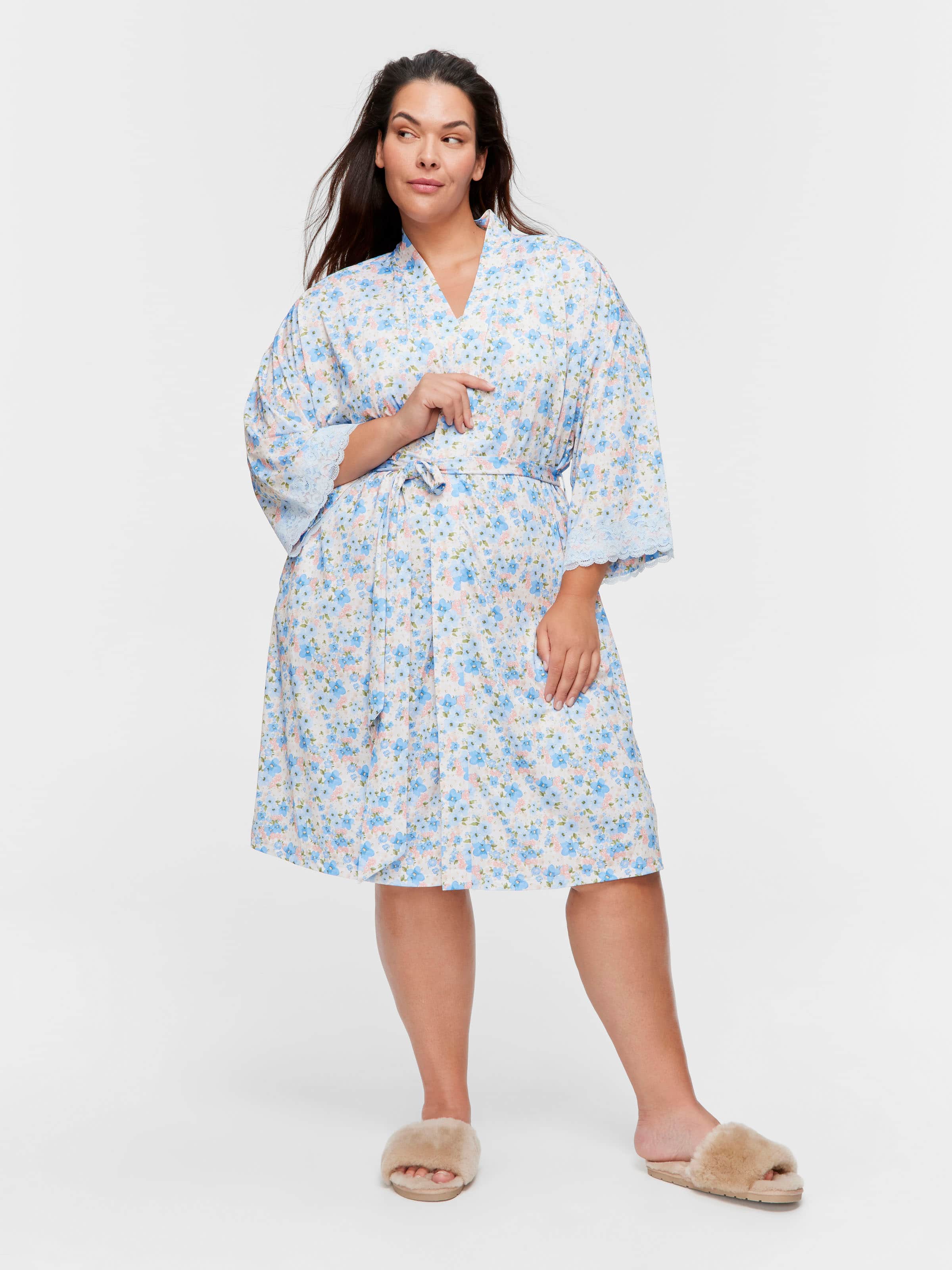 P.A. Plus Ditsy Floral Slinky Dressing Gown