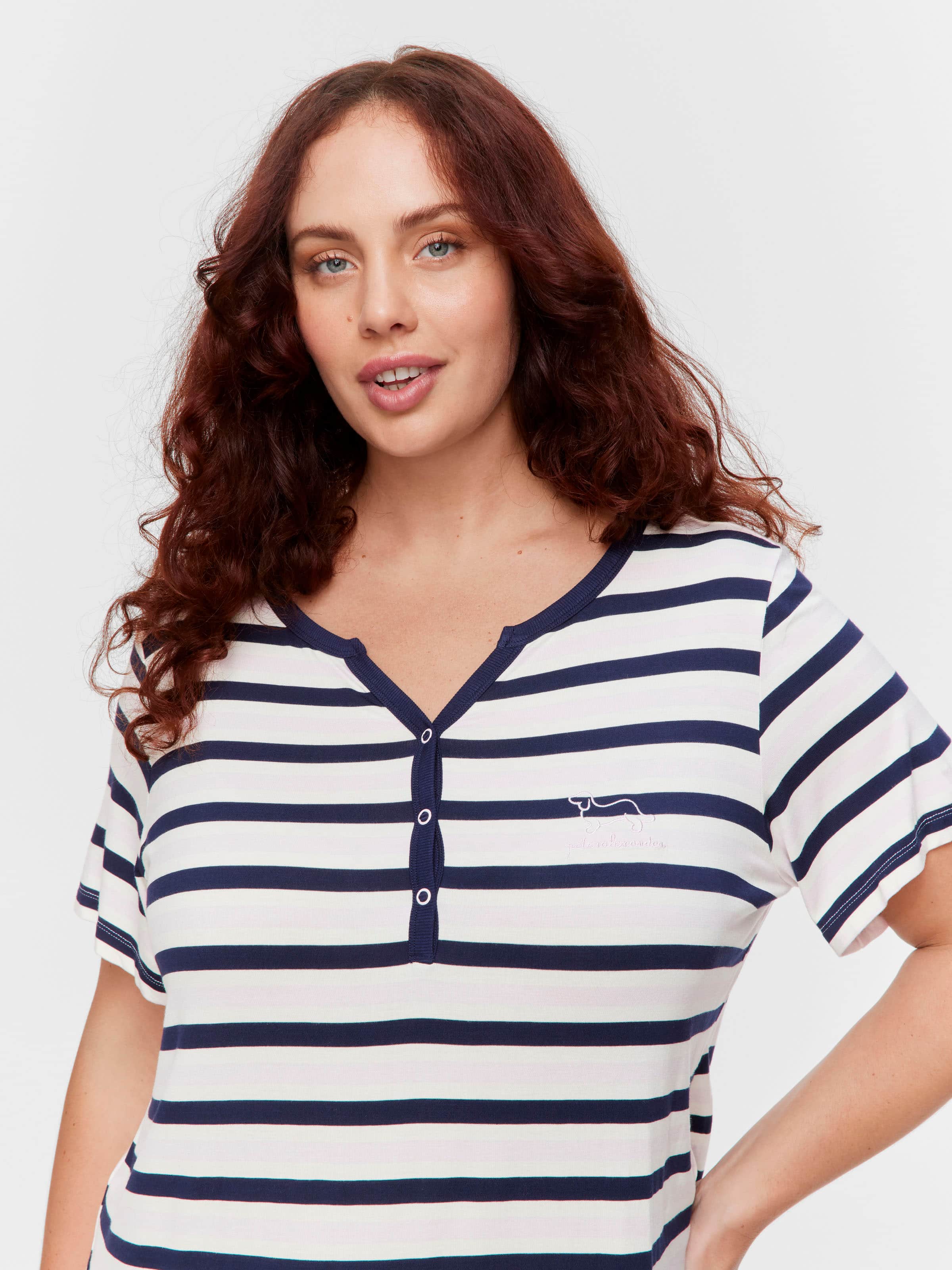 P.A. Plus Stripey Henley Nightdress