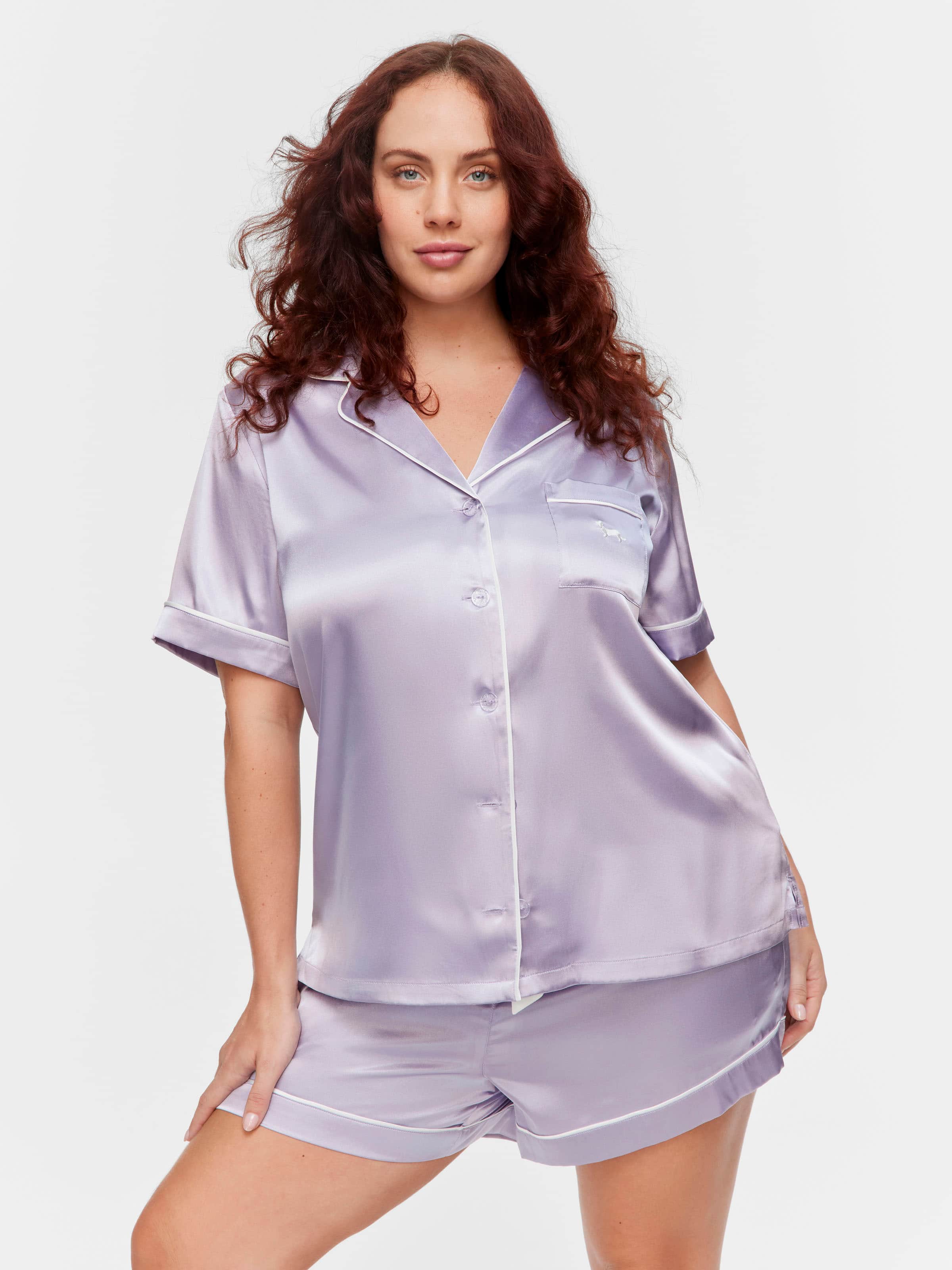 P.A. Plus Lavender Chic Satin Pj Set