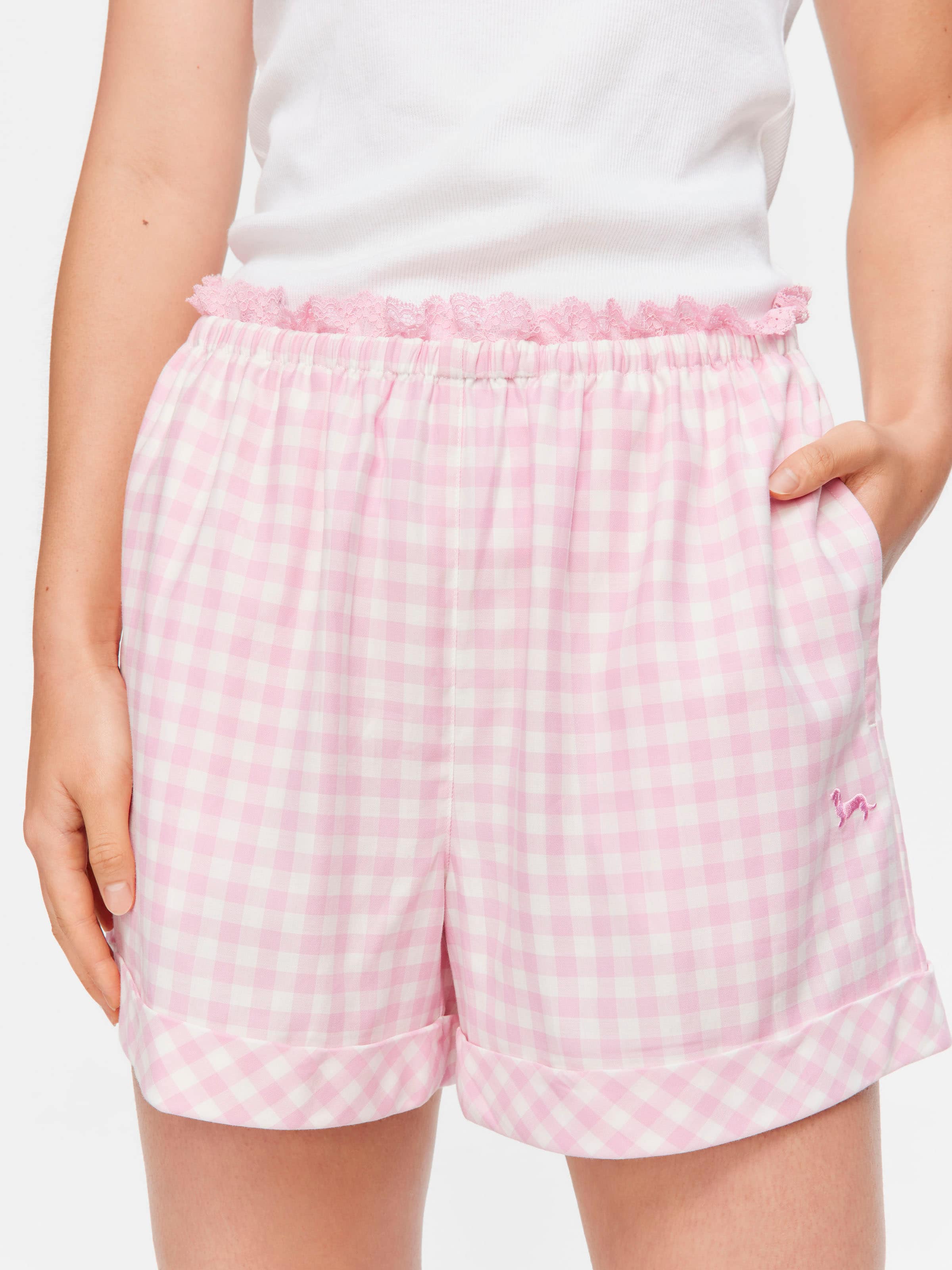 Image for Pink Gingham Check Mid Short from Peter Alexander