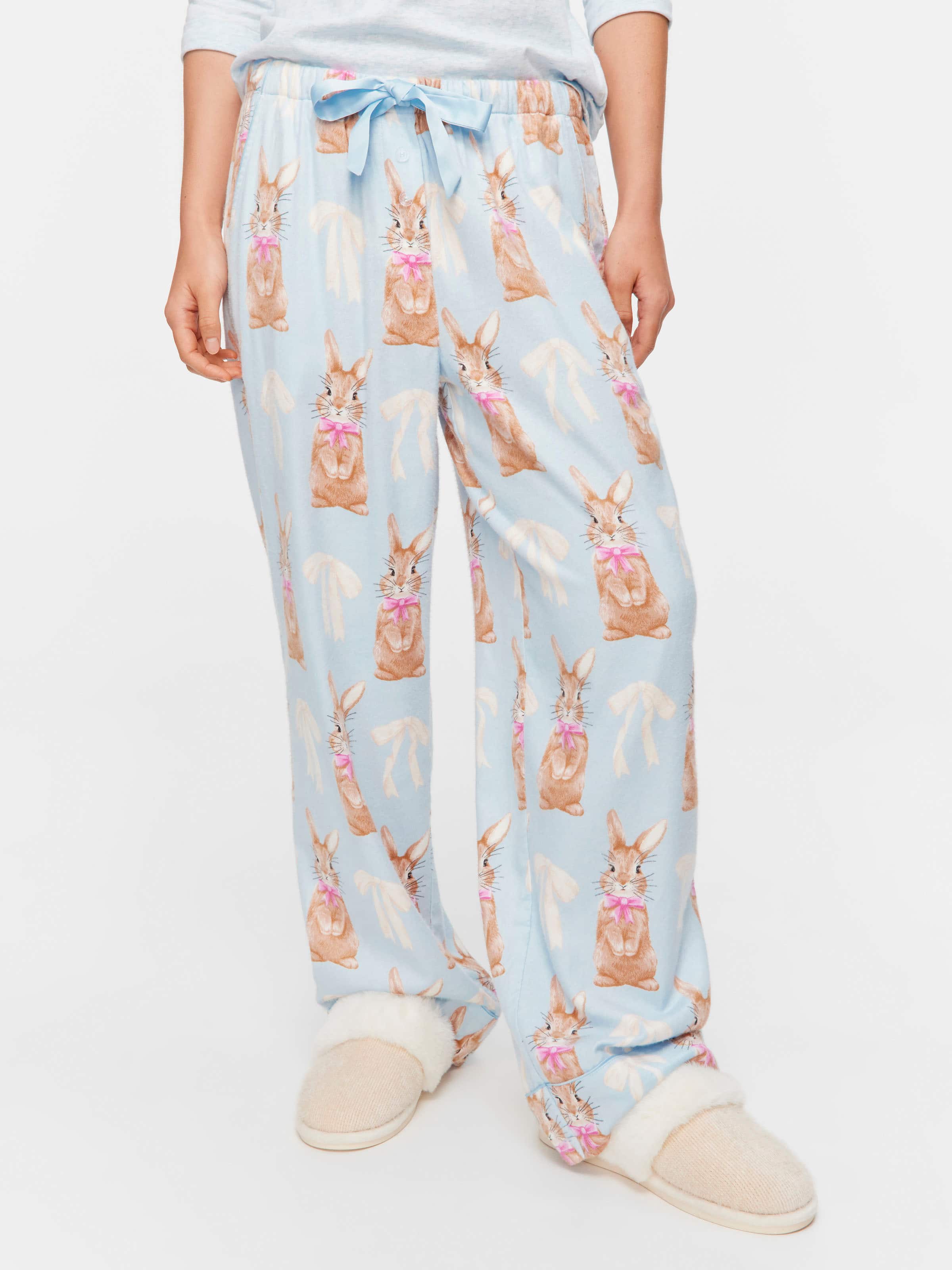 Bow Bunny Bamboo Flannelette Long Classic Pj Bottom