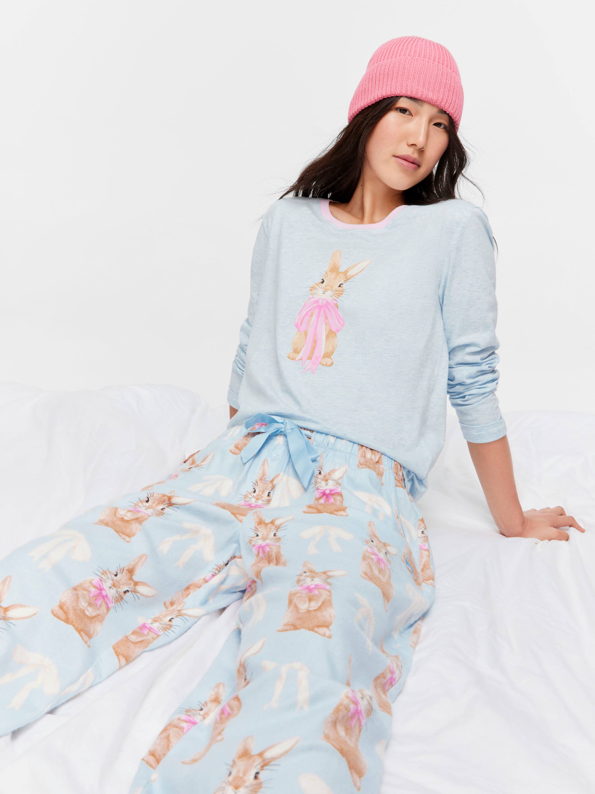 Bow Bunny Bamboo Flannelette Long Classic Pj Bottom