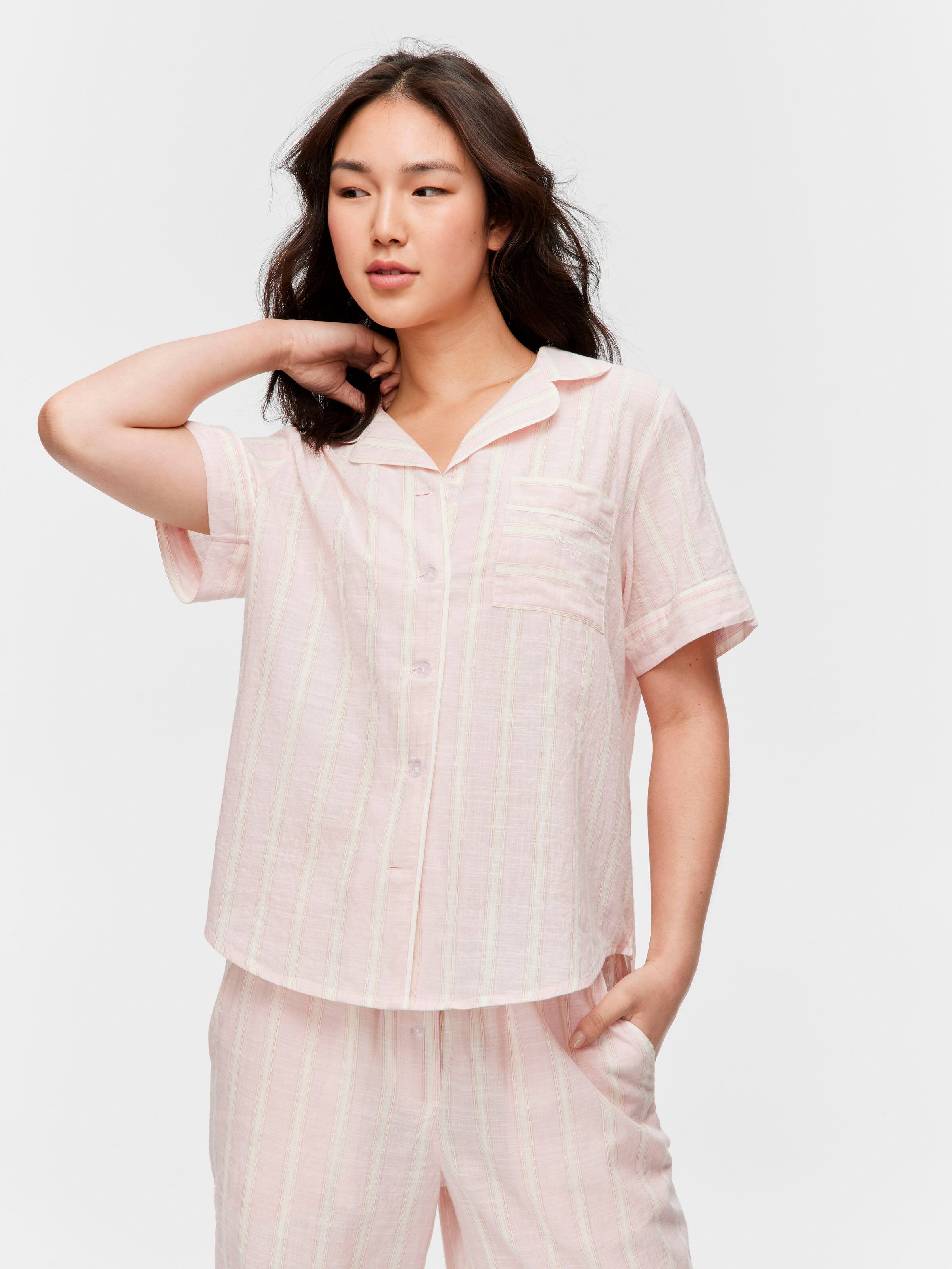 Pink Stripe 100% Cotton Short Sleeve Shirt