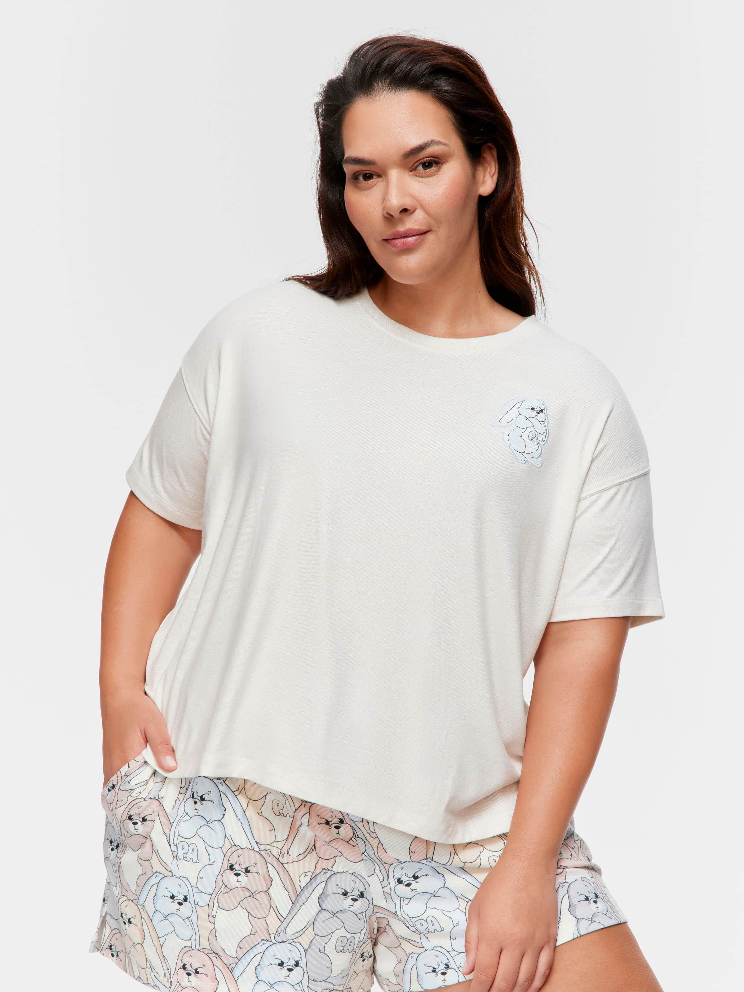 P.A. Plus Grumpy Bunny Plush Oversized Tshirt
