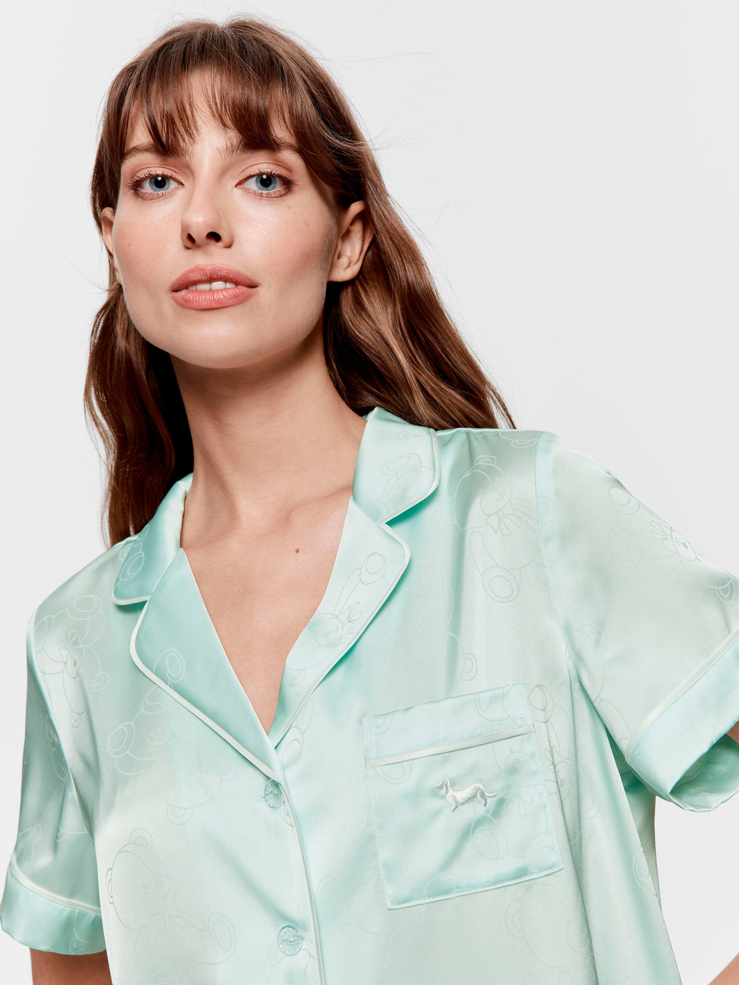 Mint Satin Shortie Pj Set