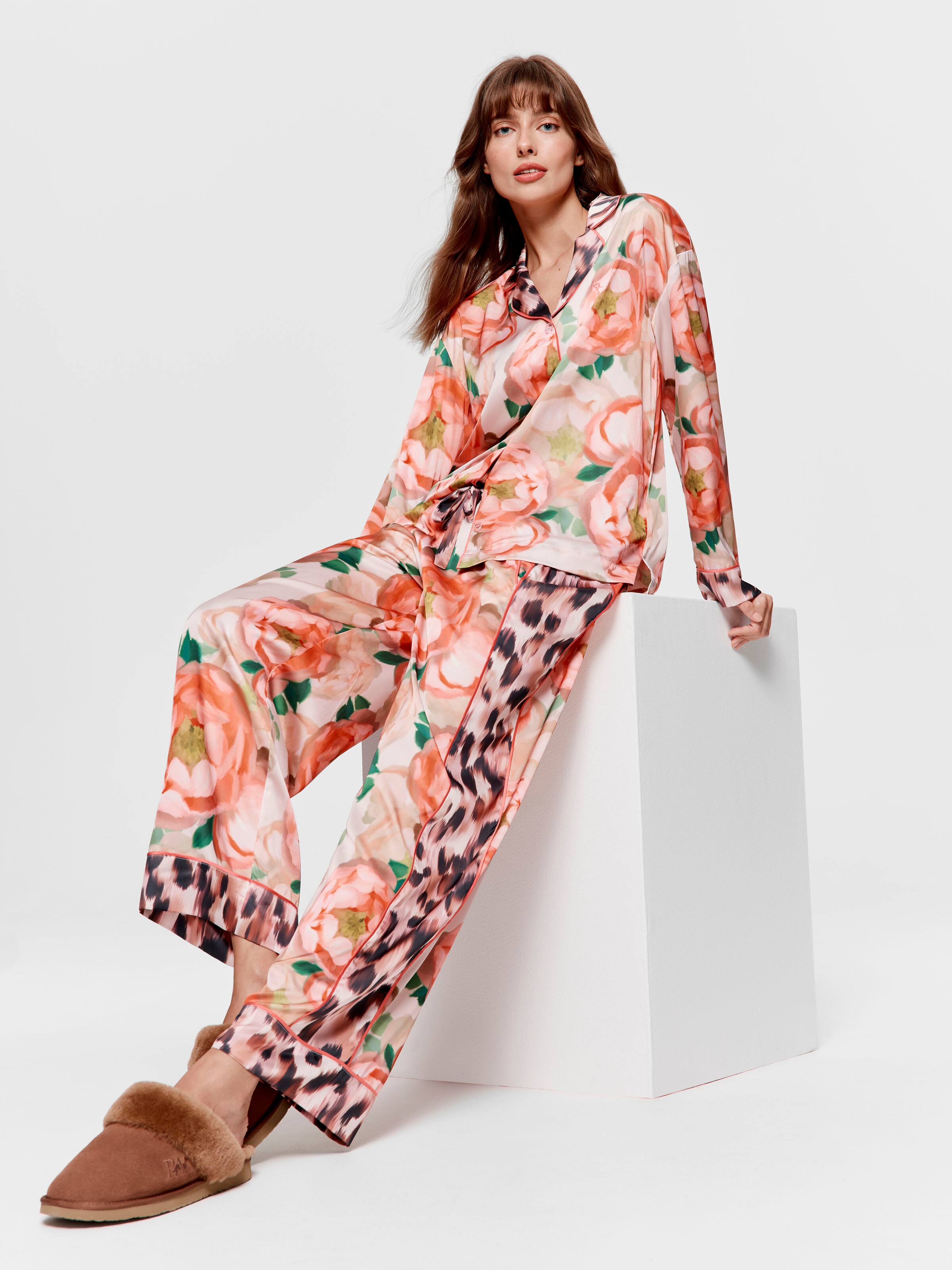 Leopard Floral Satin Pj Set